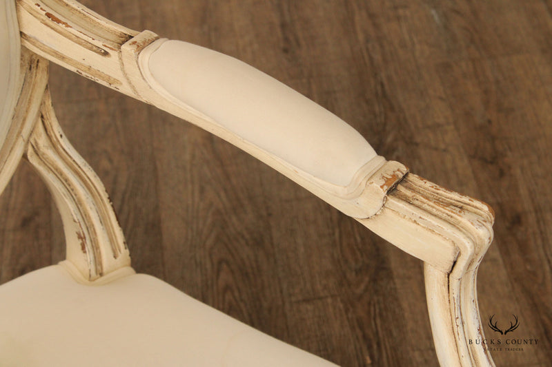 Buying & Design Italia Louis XVI Style White Oval Back Armchair
