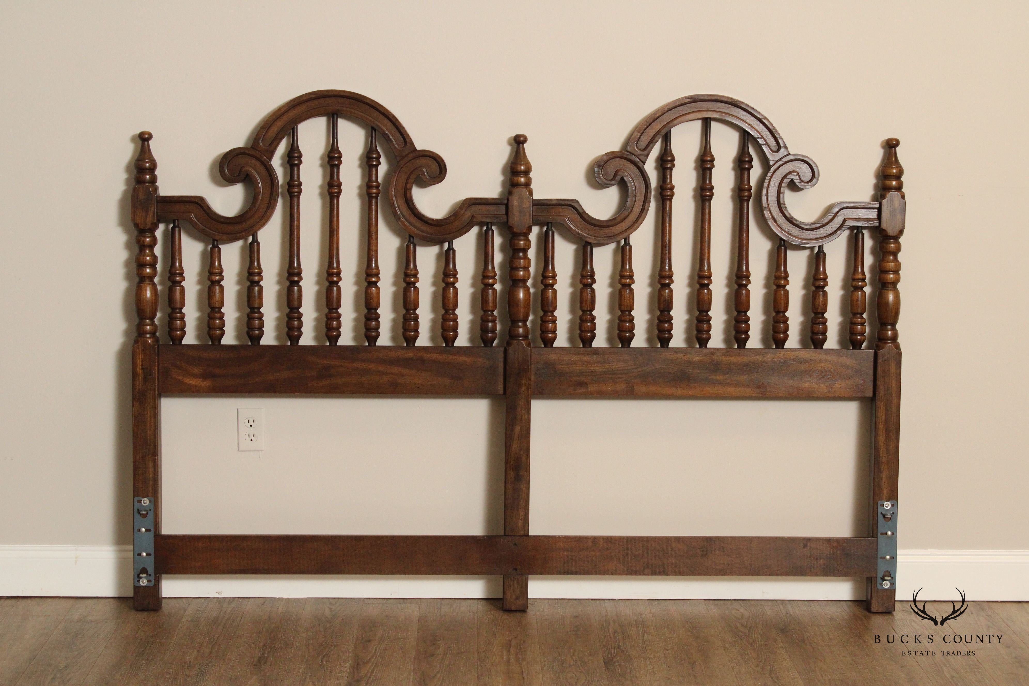 Spanish Revival Style Vintage Oak King Headboard