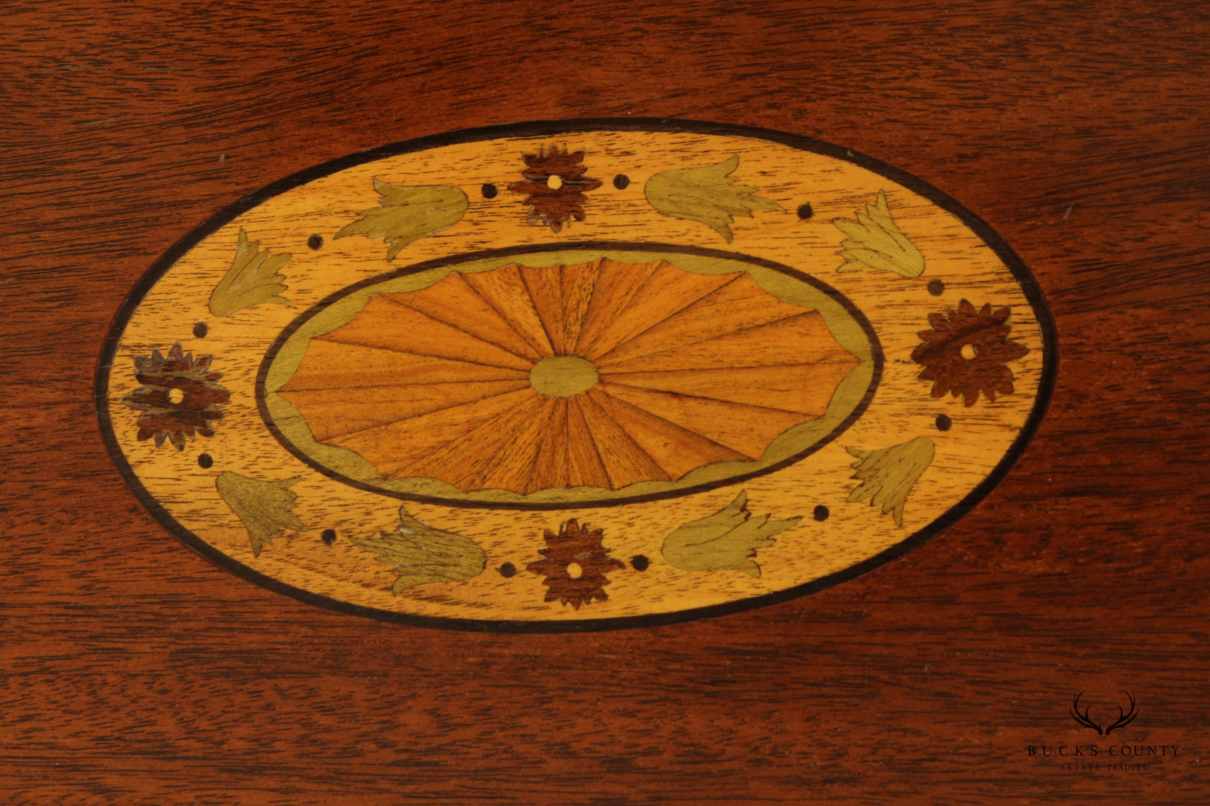 Chippendale Style Oval Inlaid Mahogany Coffee Table