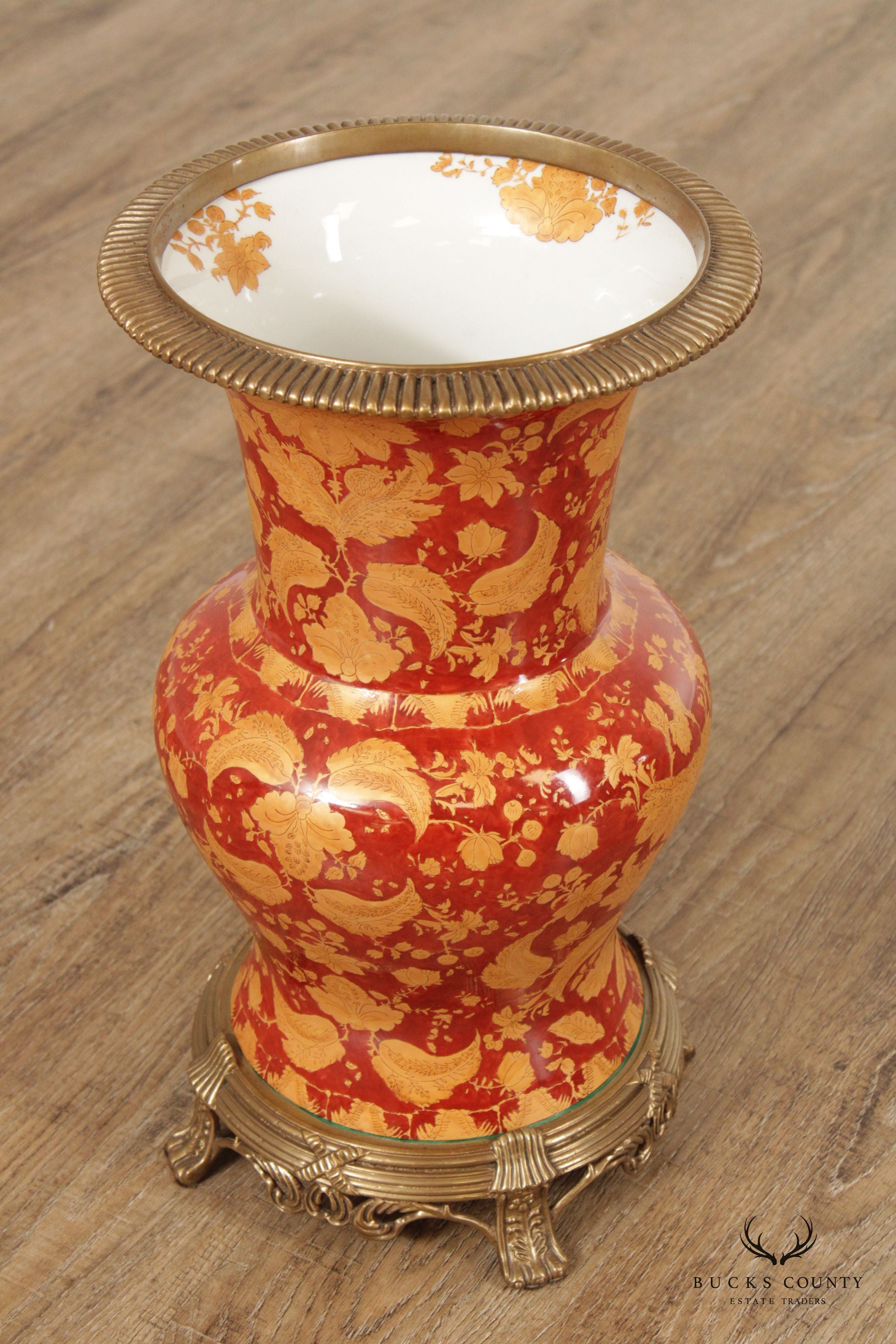Mark Roberts Asian Inspired Bronze and Porcelain Vase