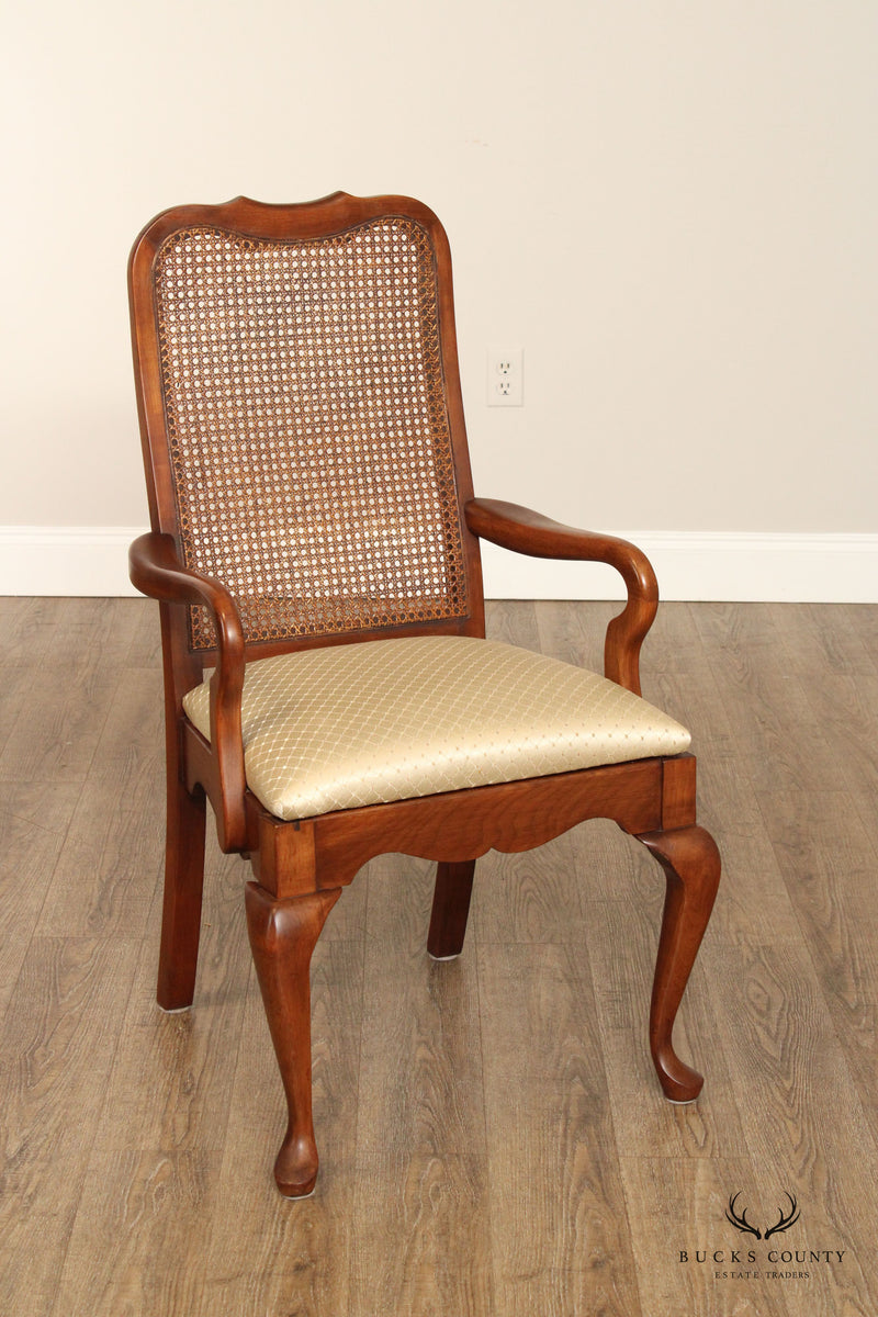 Pennsylvania House Queen Anne Style Set of Six Cherry Caned Back Dining Chairs