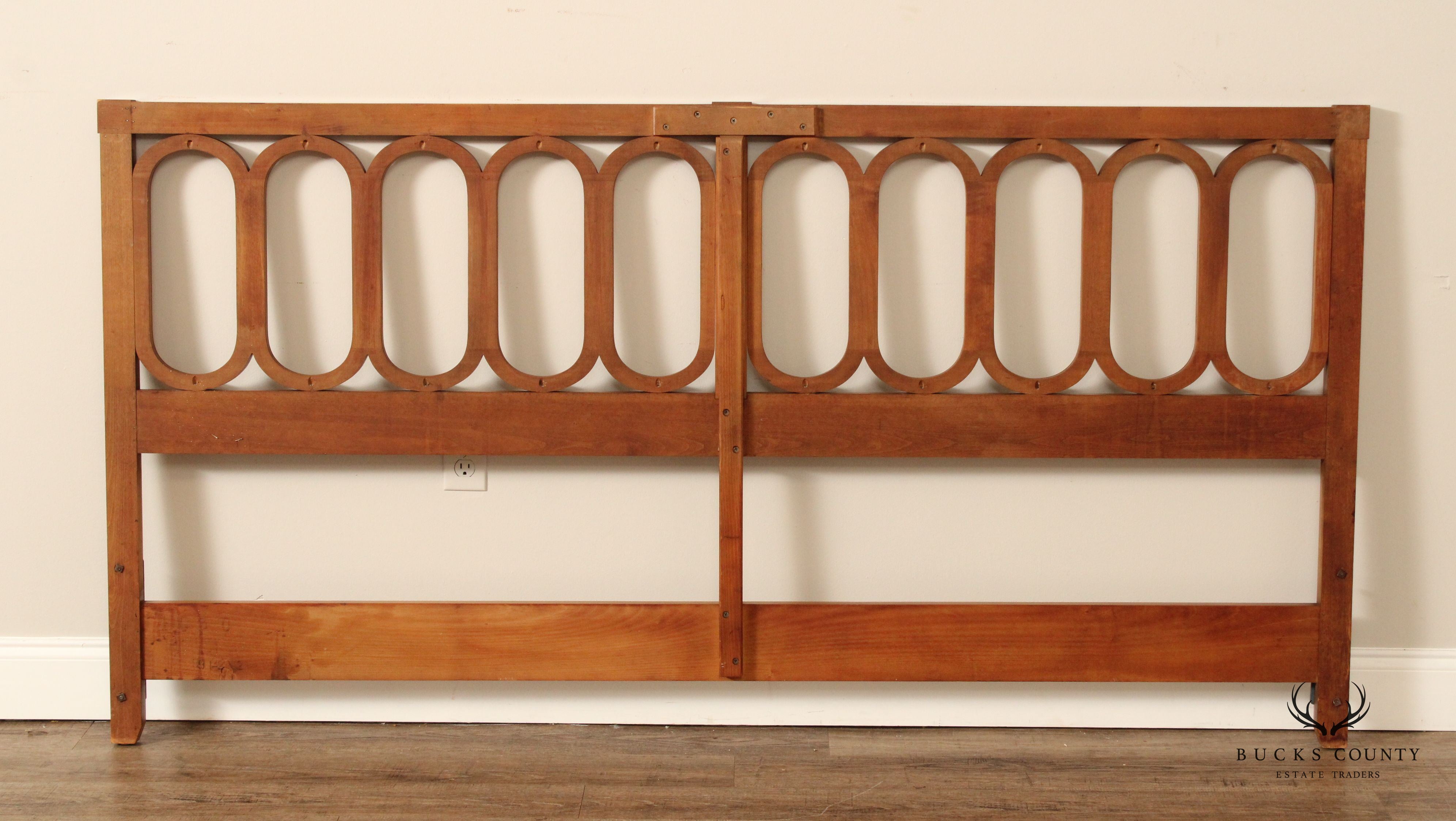 Regency Style Mid Century King Size Fruitwood Headboard