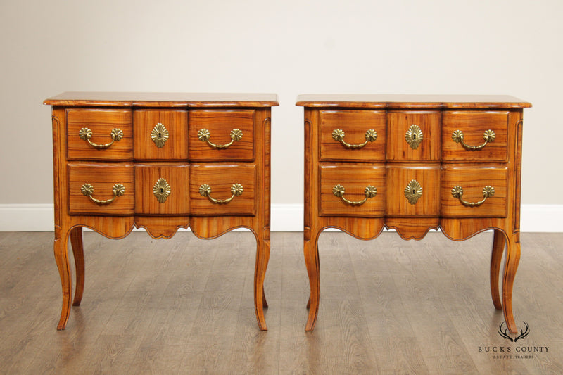 French Louis XV Style Pair of Wave Front Commode Nightstands