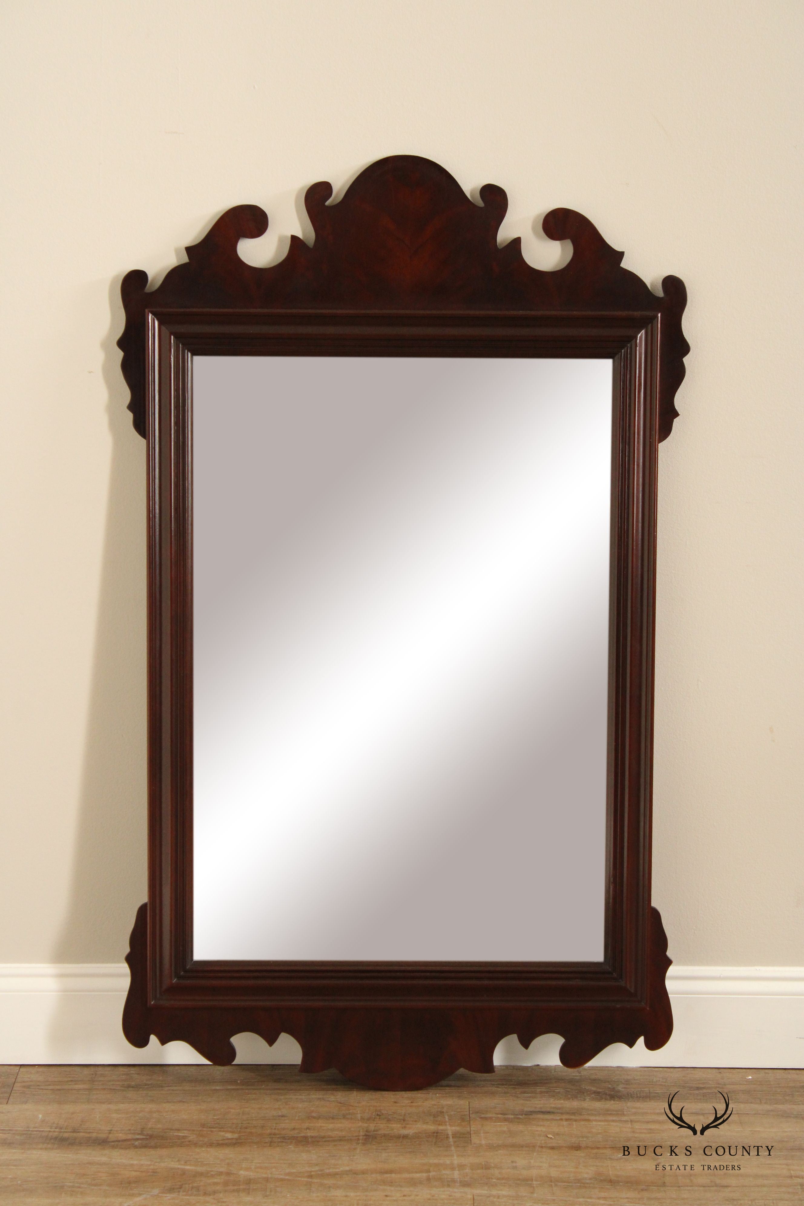 Councill Craftsmen Chippendale Style Mahogany Beveled Wall Mirror