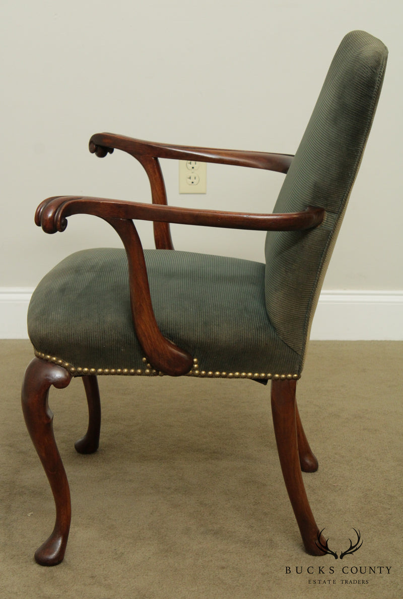 1920's Vintage Walnut Queen Anne Style Armchair