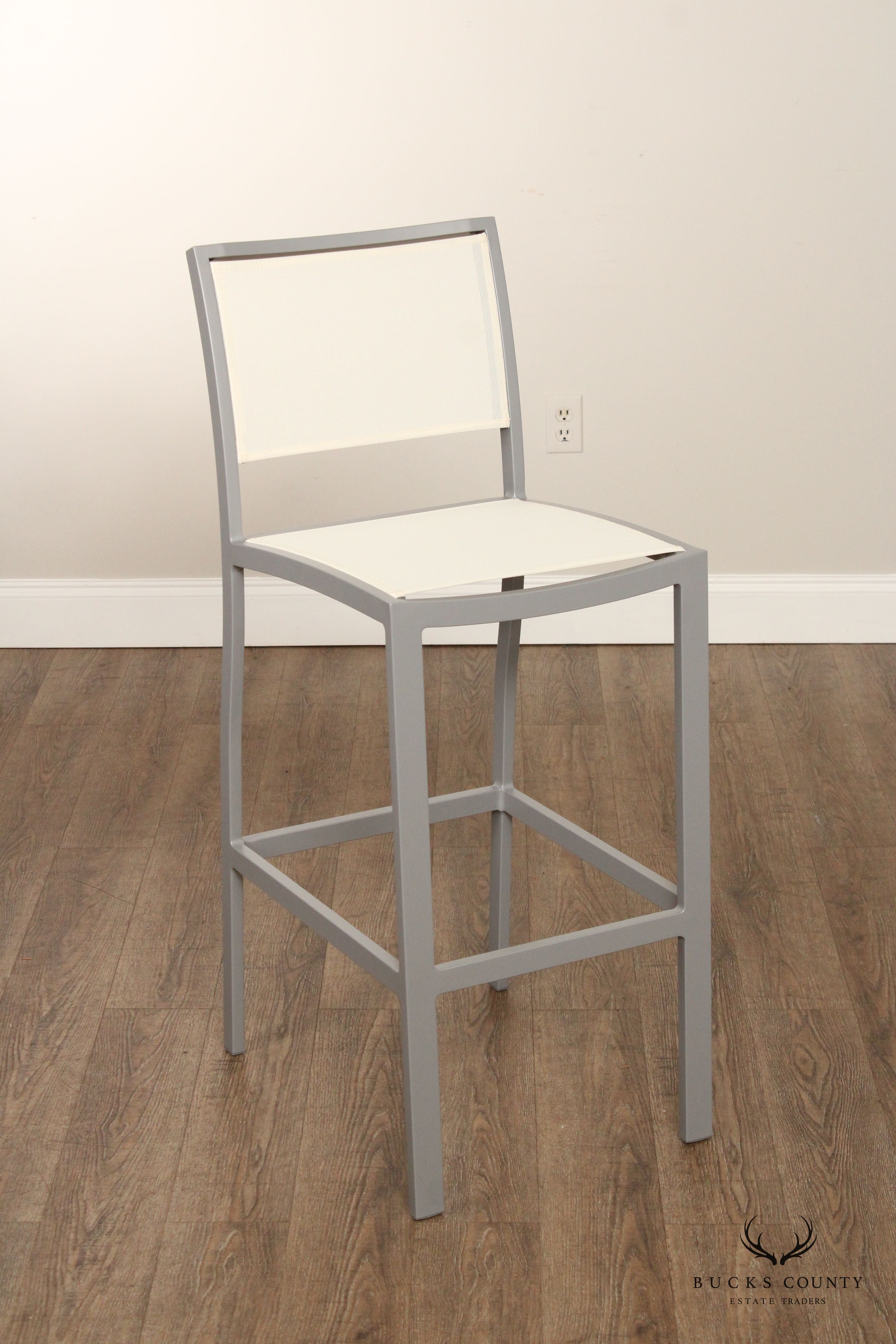 JANUS ET CIE 'KOKO II' SET OF FOUR ALUMINUM AND MESH BARSTOOLS