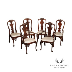 Stickley Queen Anne Style Set of Six Carved Mahogany Dining Chairs