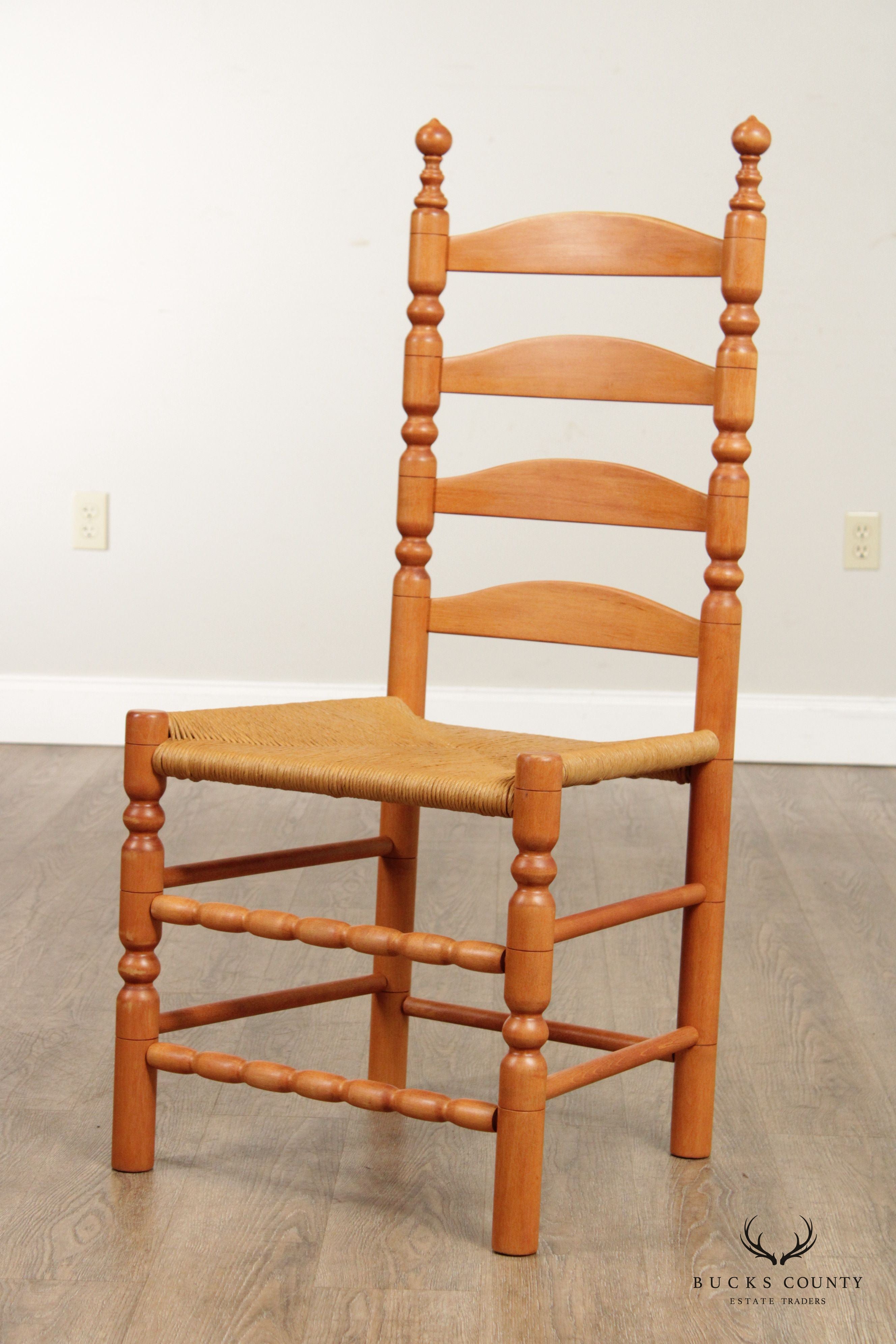 Custom Crafted Maple Ladderback Rush Seat Dining Chair