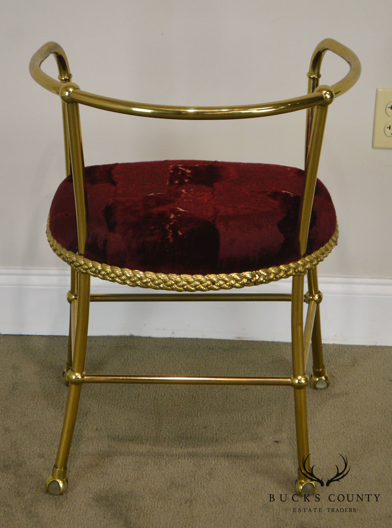 Hollywood Regency Vintage Italian Brass Pair Arm Chairs