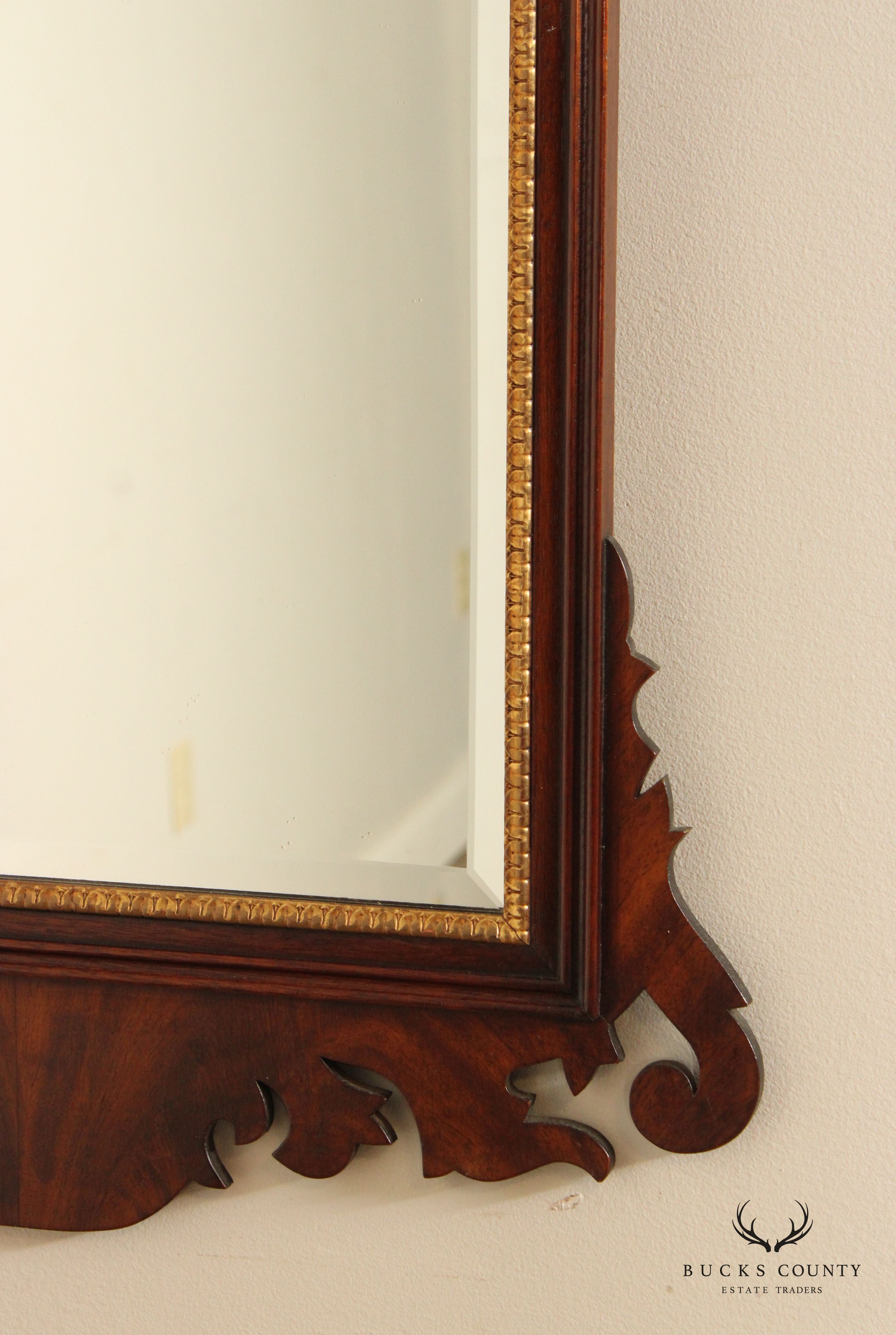 Henkel Harris Chippendale Style Mahogany Partial Gilt Wall Mirror