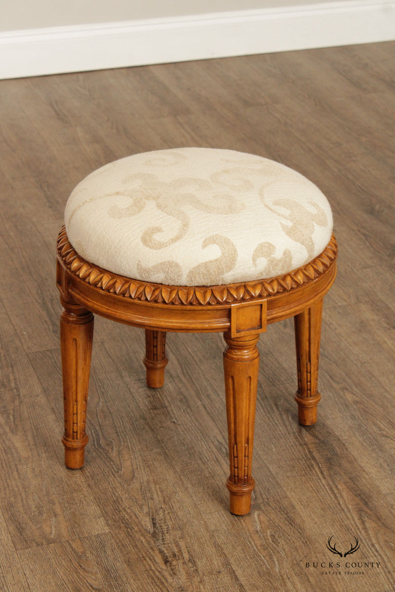 French Louis XVI Style Round Carved Stool