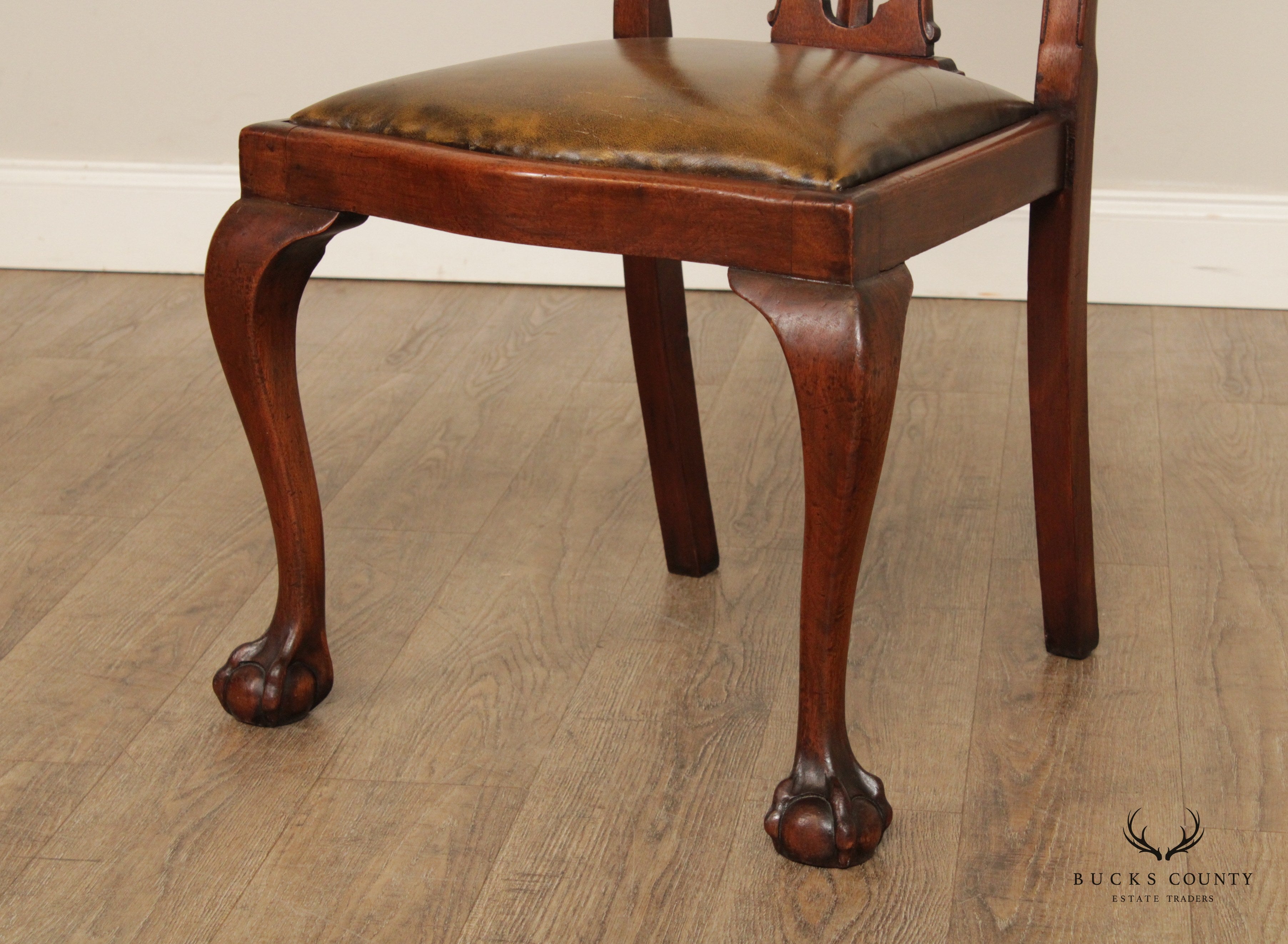 Chippendale Style Set Four Mahogany Ball and Claw Dining Chairs