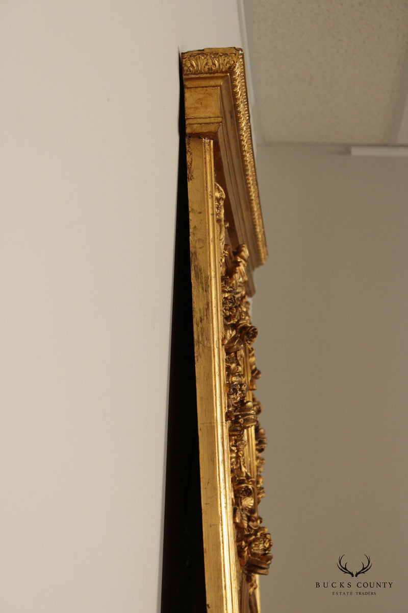 French Louis XVI Antique Neoclassical Style Gilt Trumeau Pier Mirror
