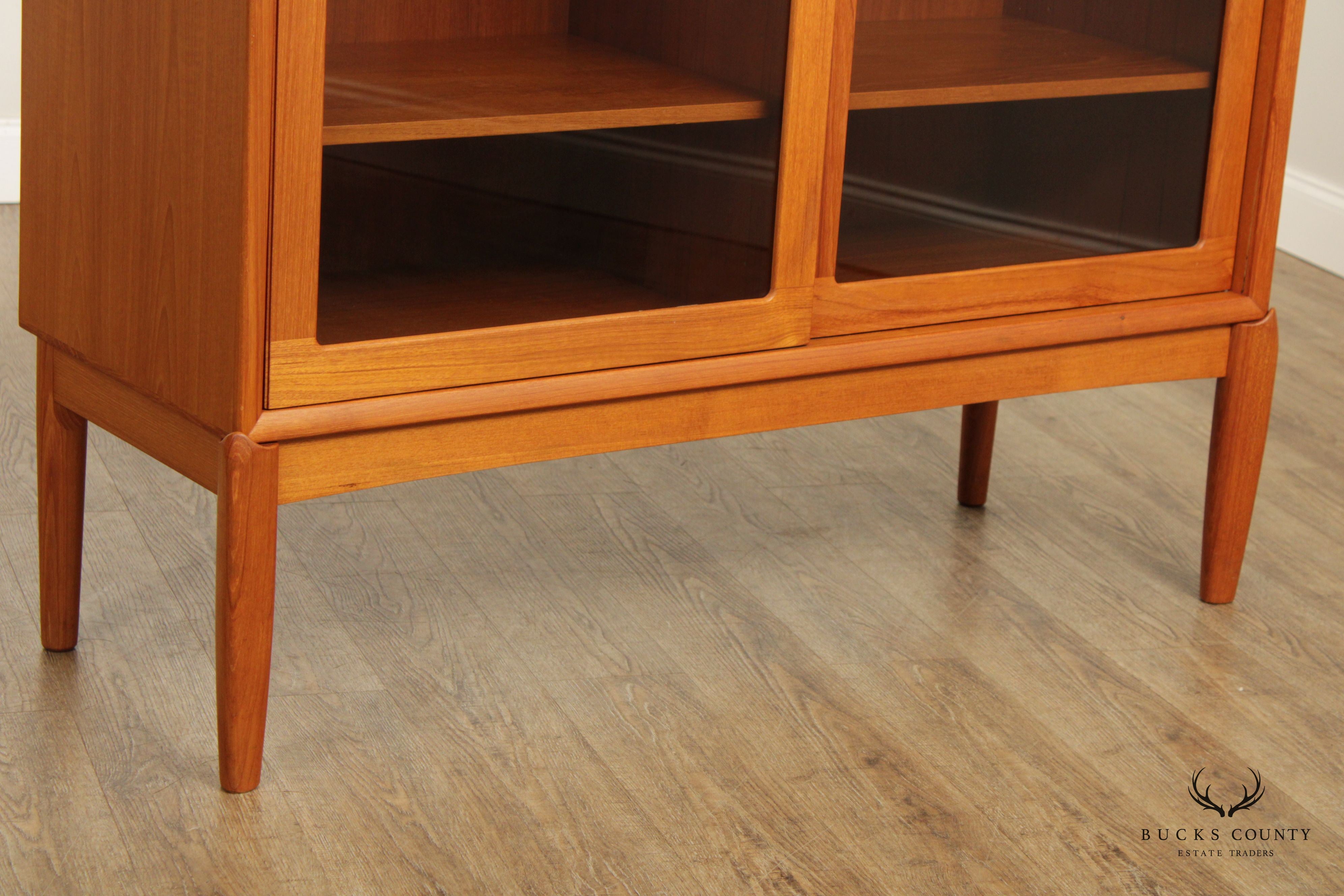 Henry Walter Klein for Bramin Danish Modern Glass Door Teak Bookcase