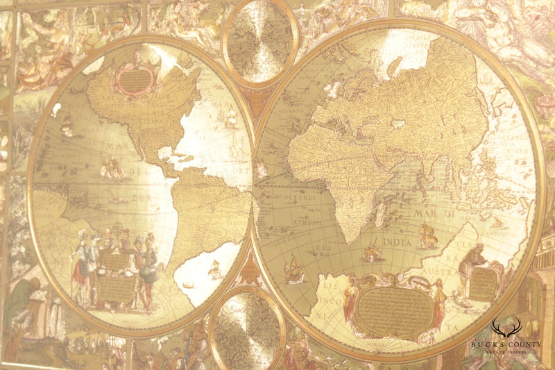 Bombay Company Double Hemisphere World Map, Framed