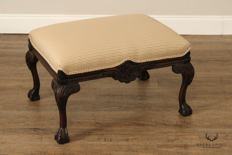Sherrill Georgian Style Carved Claw Foot Ottoman
