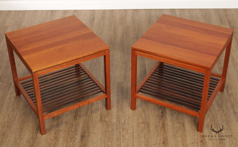 Stickley Metropolitan Collection Pair of Square Cherry Lamp Tables