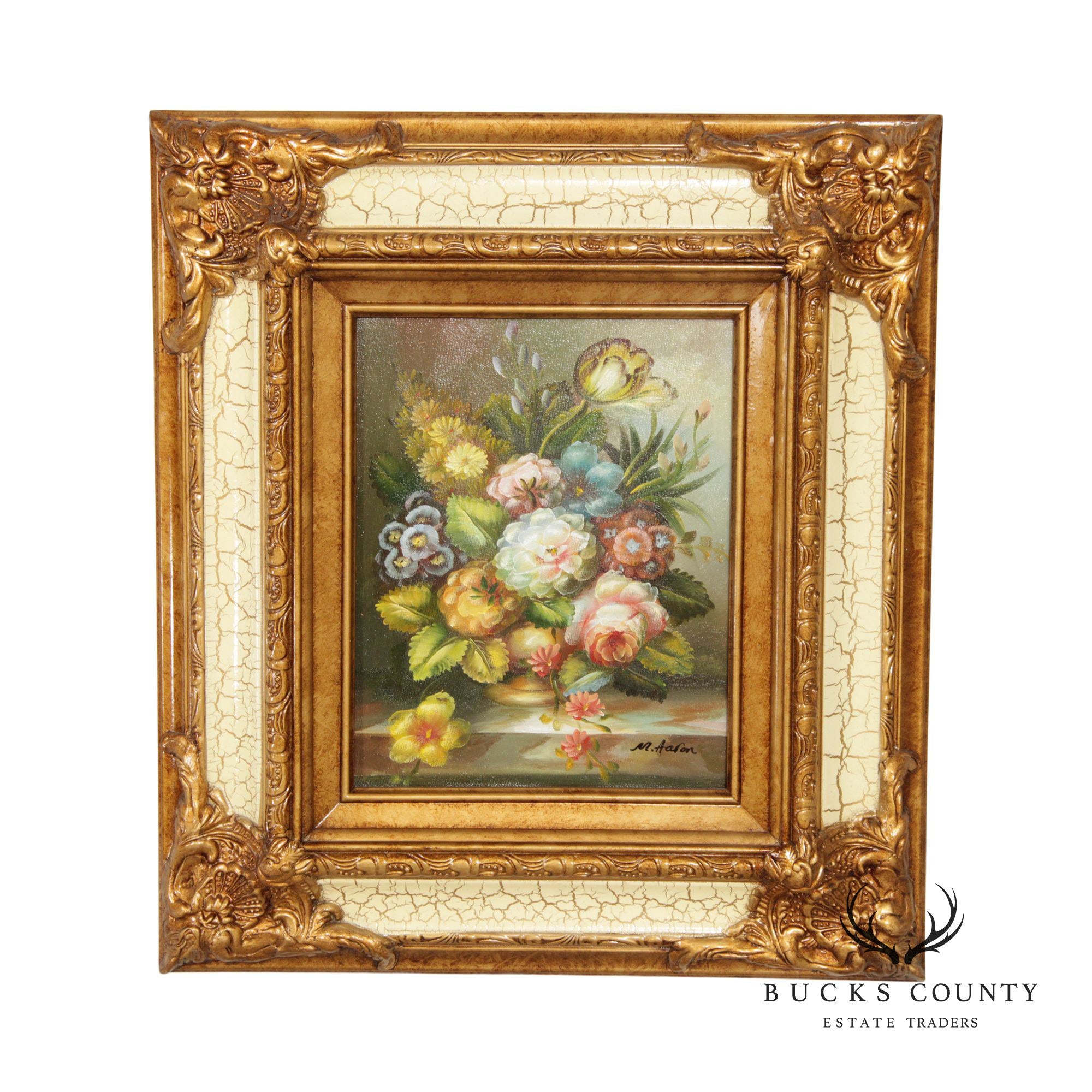 20th C. Floral Still Life Oil Painting, Signed 'M. Aaron'