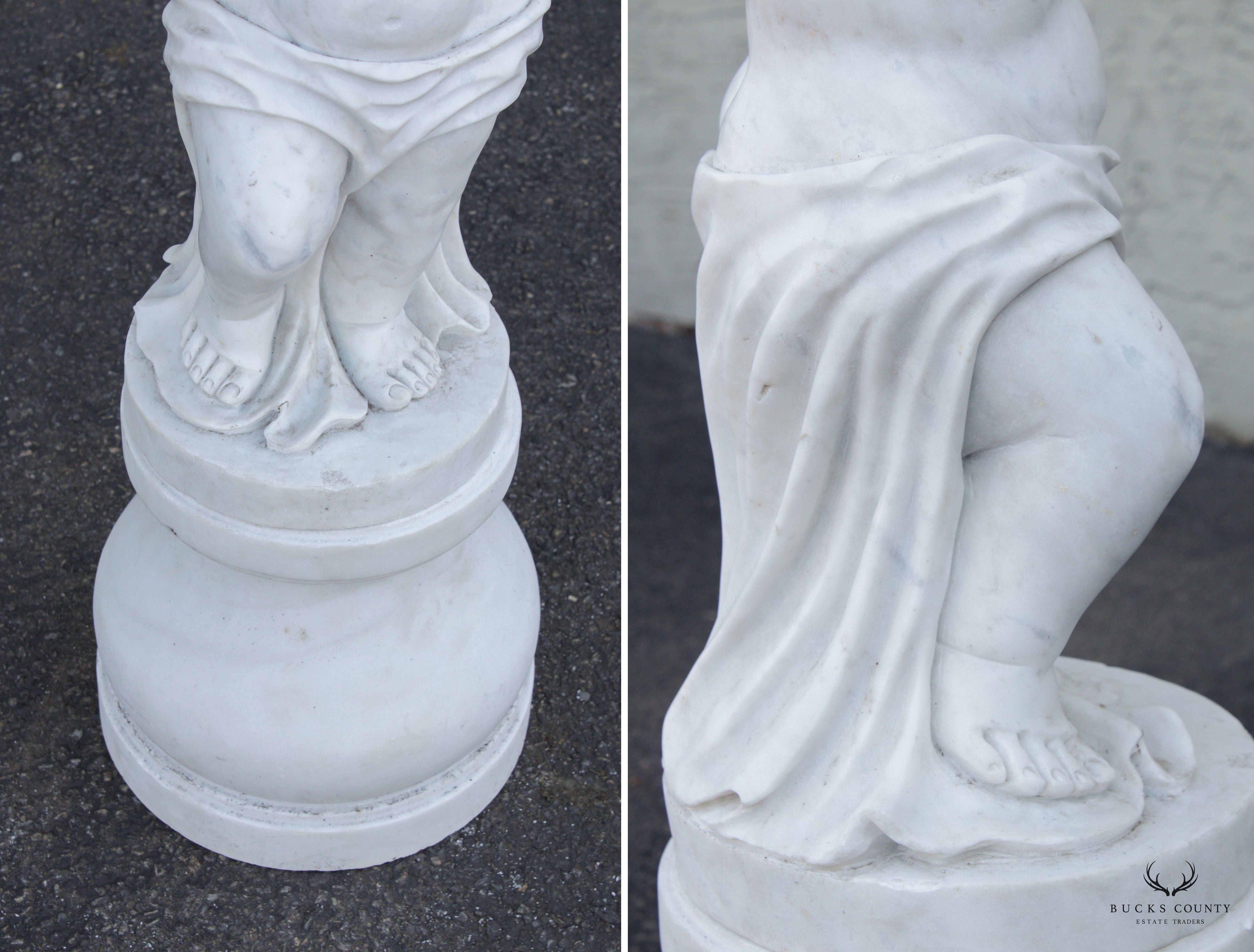 Neoclassical Style Figural Carved Marble Garden Planter