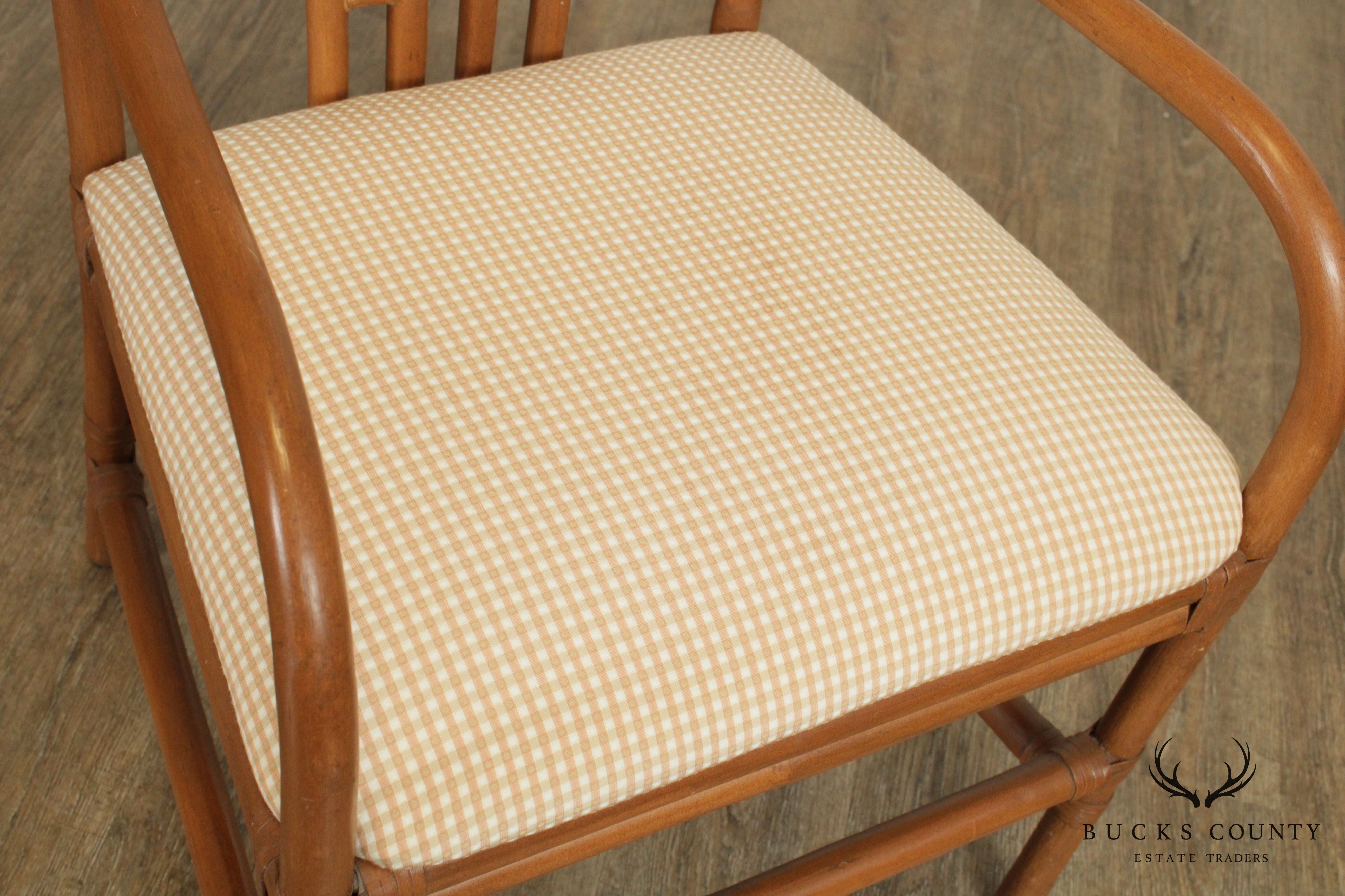 Quality Pair Rattan High Back Armchairs