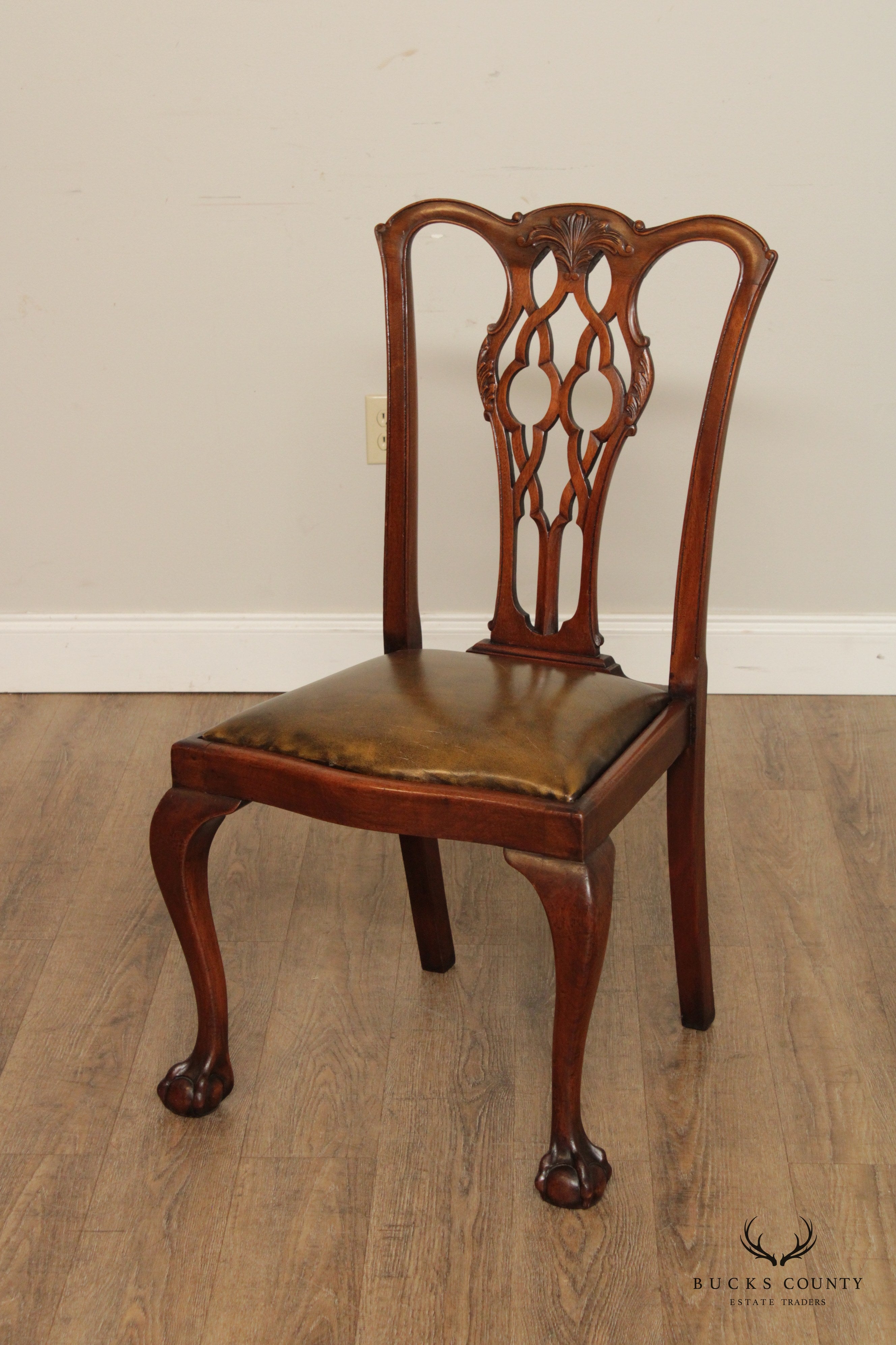 Chippendale Style Set Four Mahogany Ball and Claw Dining Chairs