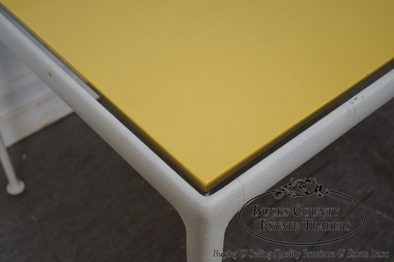 Richard Schultz Knoll Vintage Yellow Enameled Metal Top White Dining Table