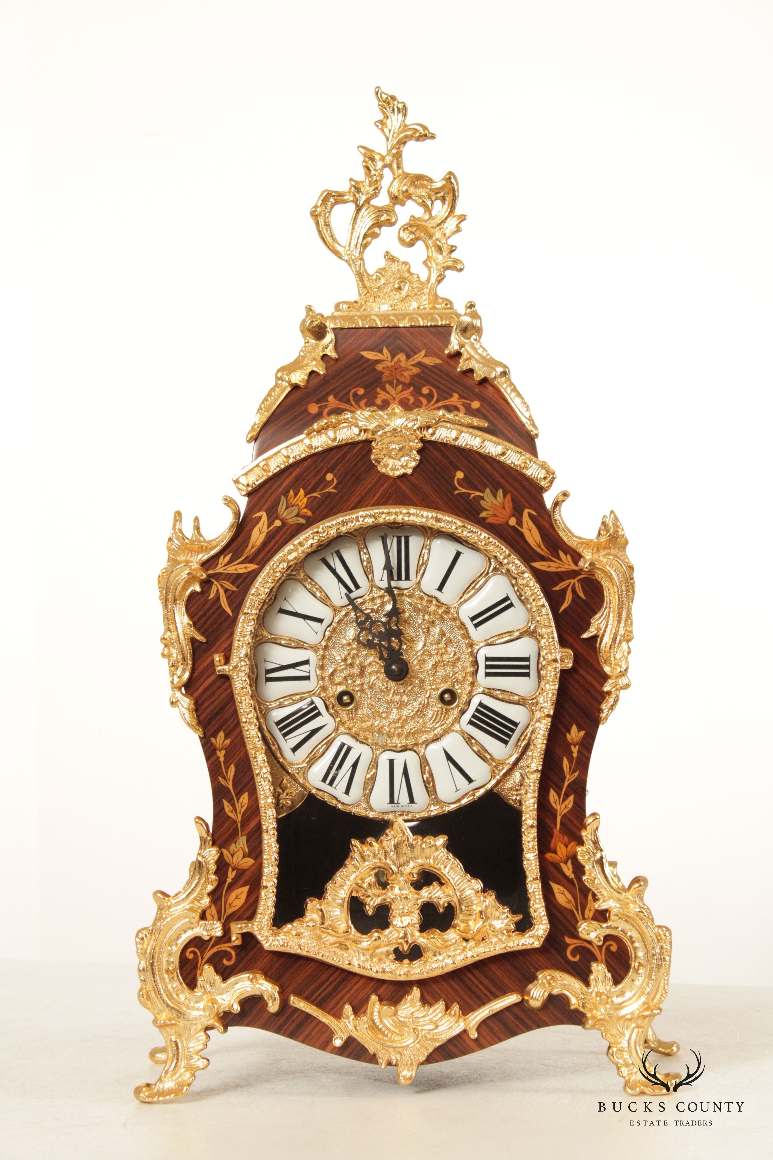 Franz Hermle French Louis XV Style Marquetry Mantle Clock