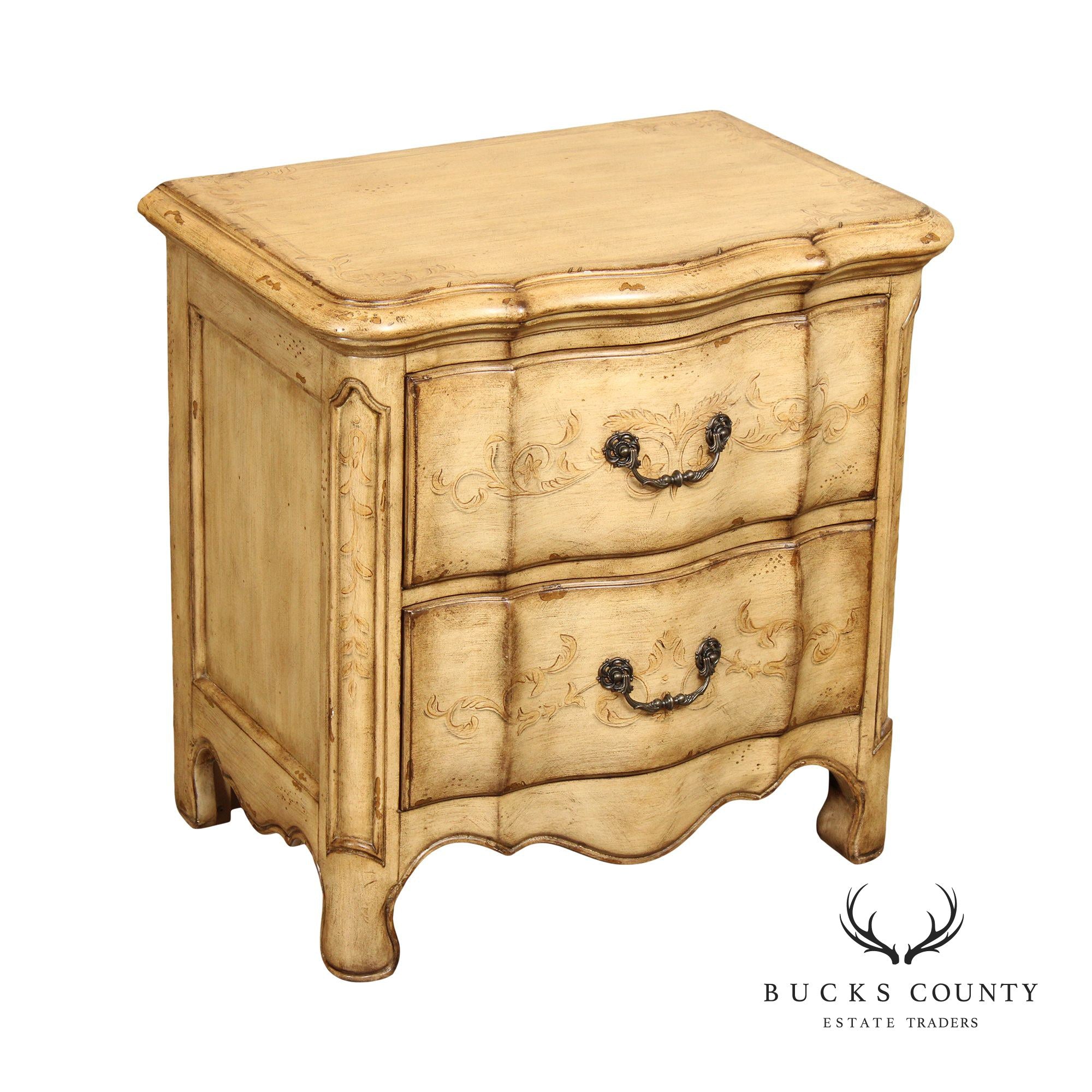 Artistica French Provincial Style Distress Painted Two-Drawer Nightstand