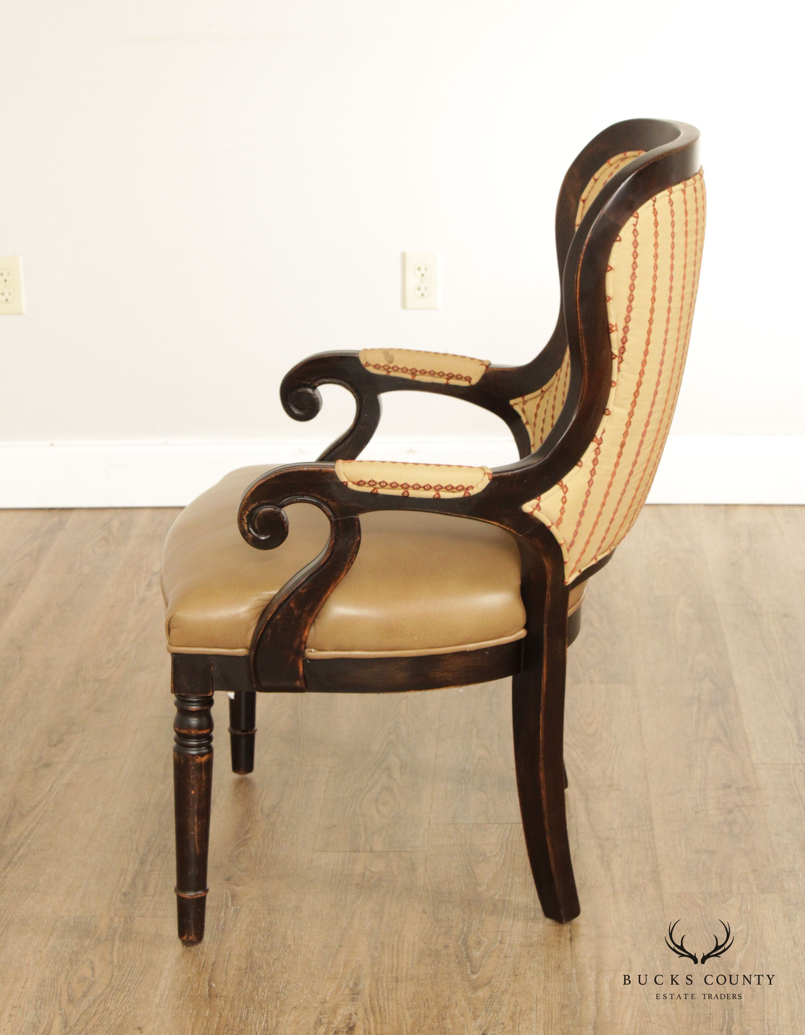 William IV Style Carved Oak Spoonback Fauteuil Armchair