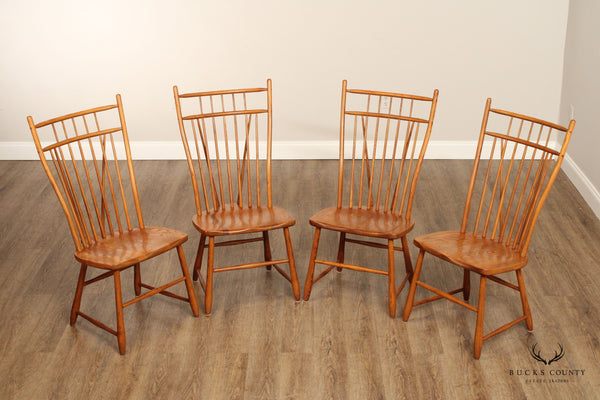 S. Bent & Bros. Set of Four Oak Windsor Dining Chairs