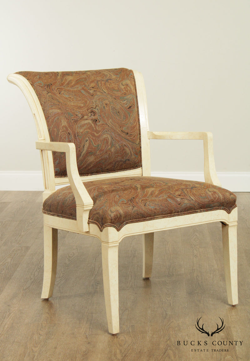 Century Postmodern Faux Painted Custom Upholstered Pair Armchairs