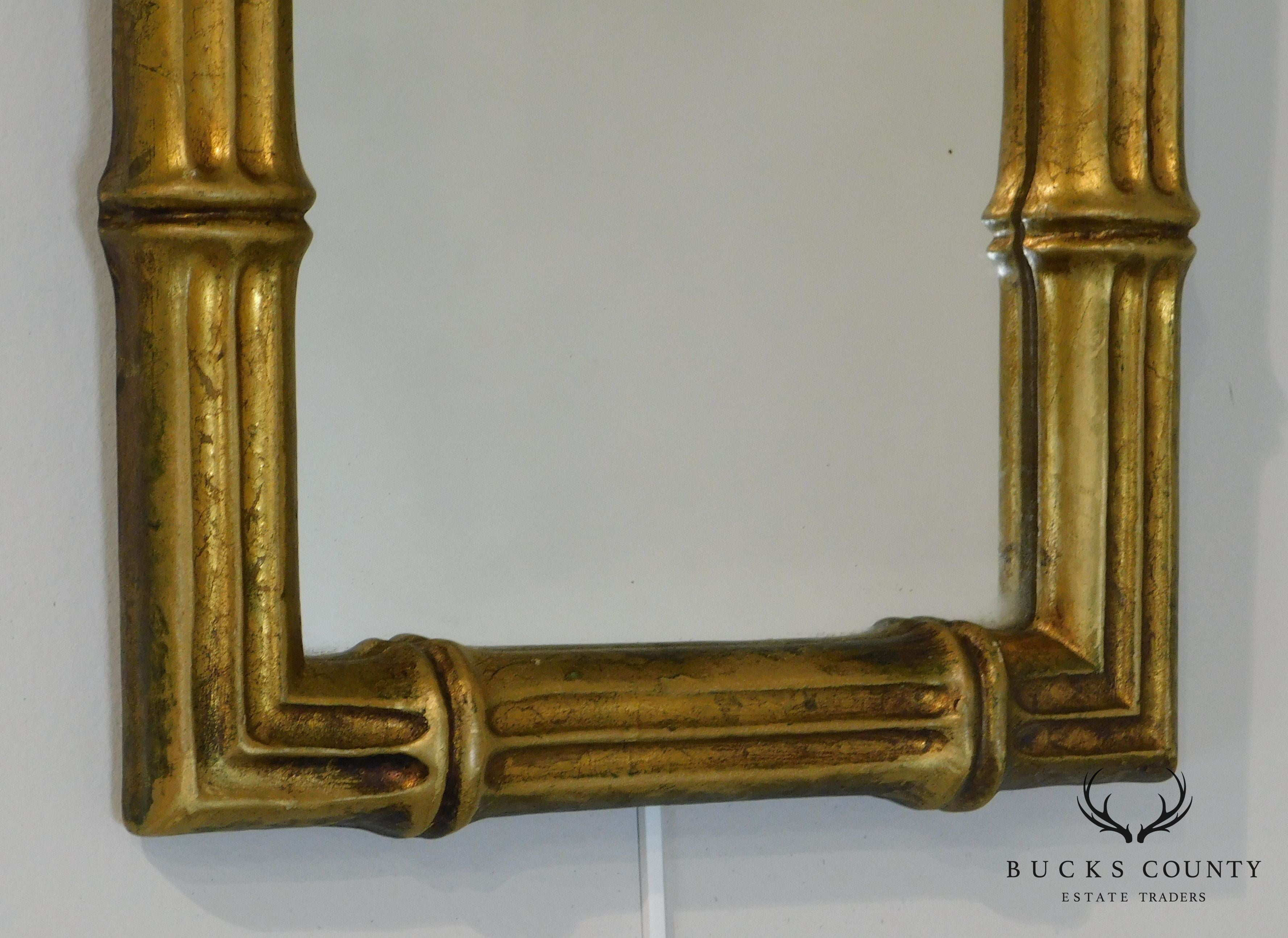 Hollywood Regency Vintage Faux Bamboo Gilt Frame Mirror