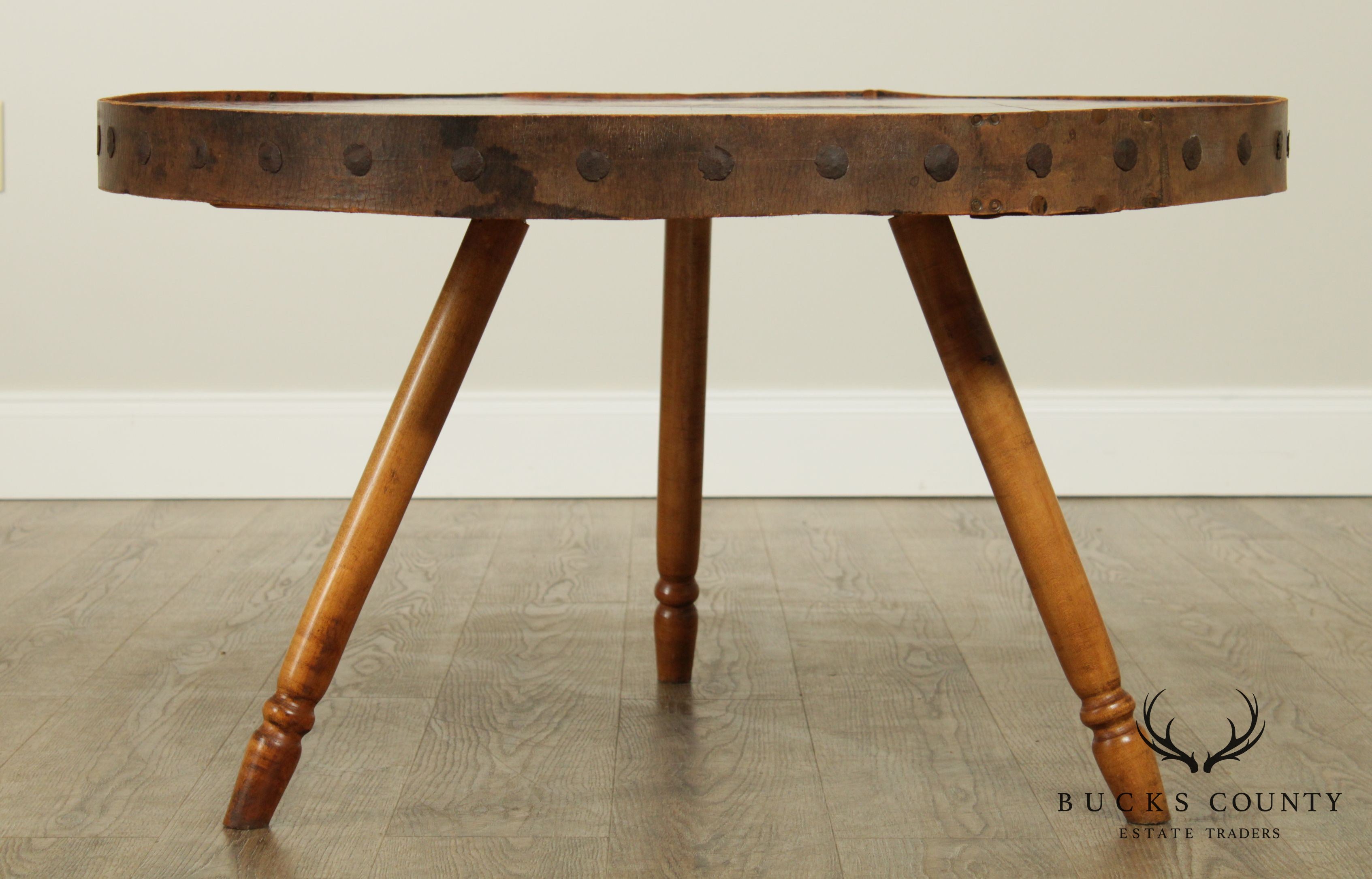 Antique Pine Fireplace Bellows Top Coffee Table