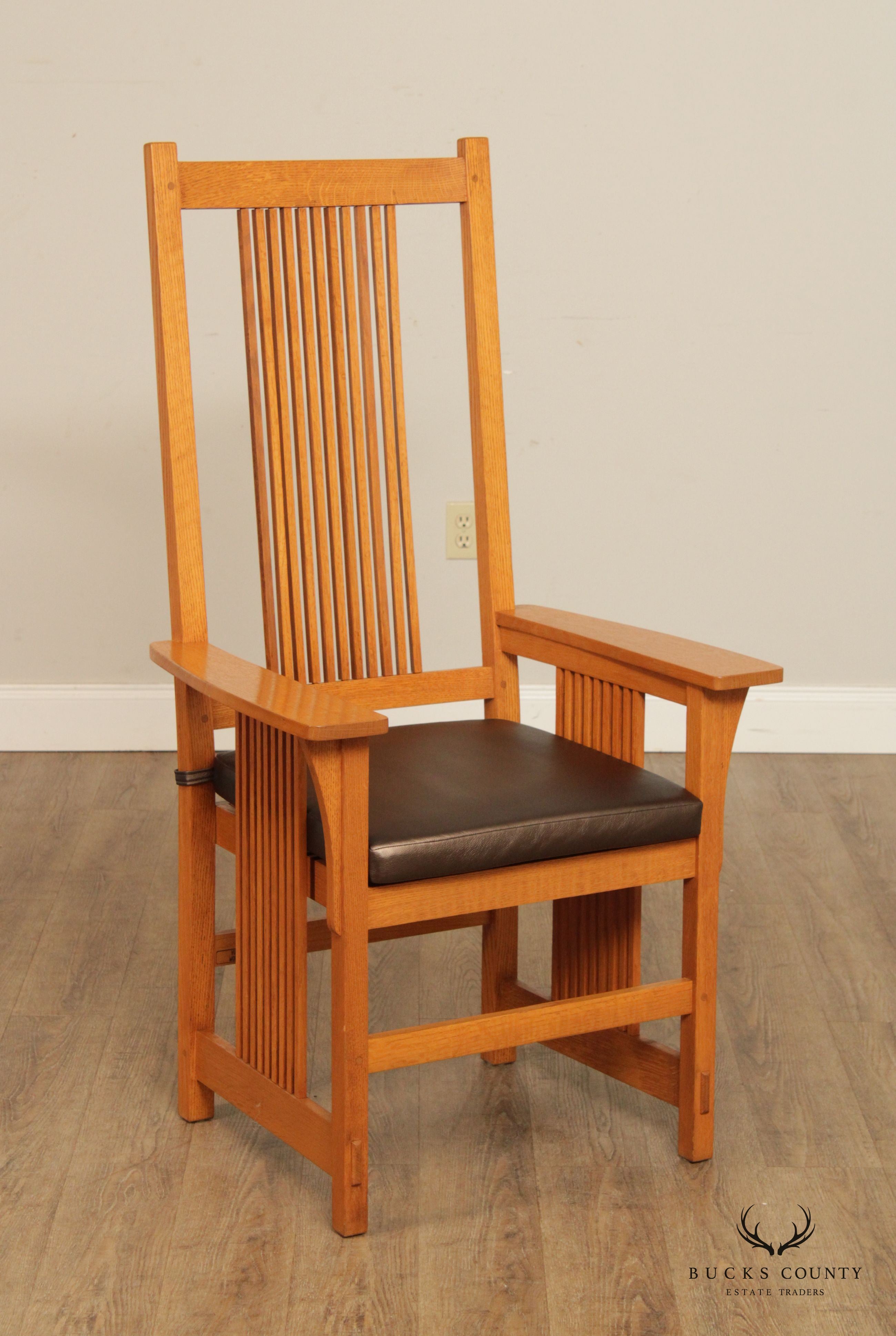 Vulpiani Workshop Arts and Crafts Mission Oak Spindle Armchair