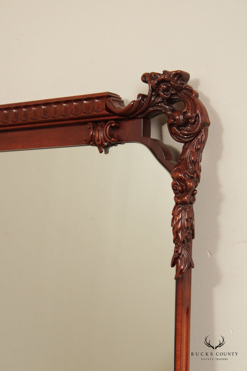 Chinese Chippendale Carved Solid Mahogany Wall Mirror