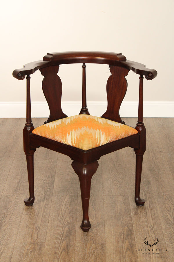Henkel Harris Queen Anne Style Mahogany Corner Chair