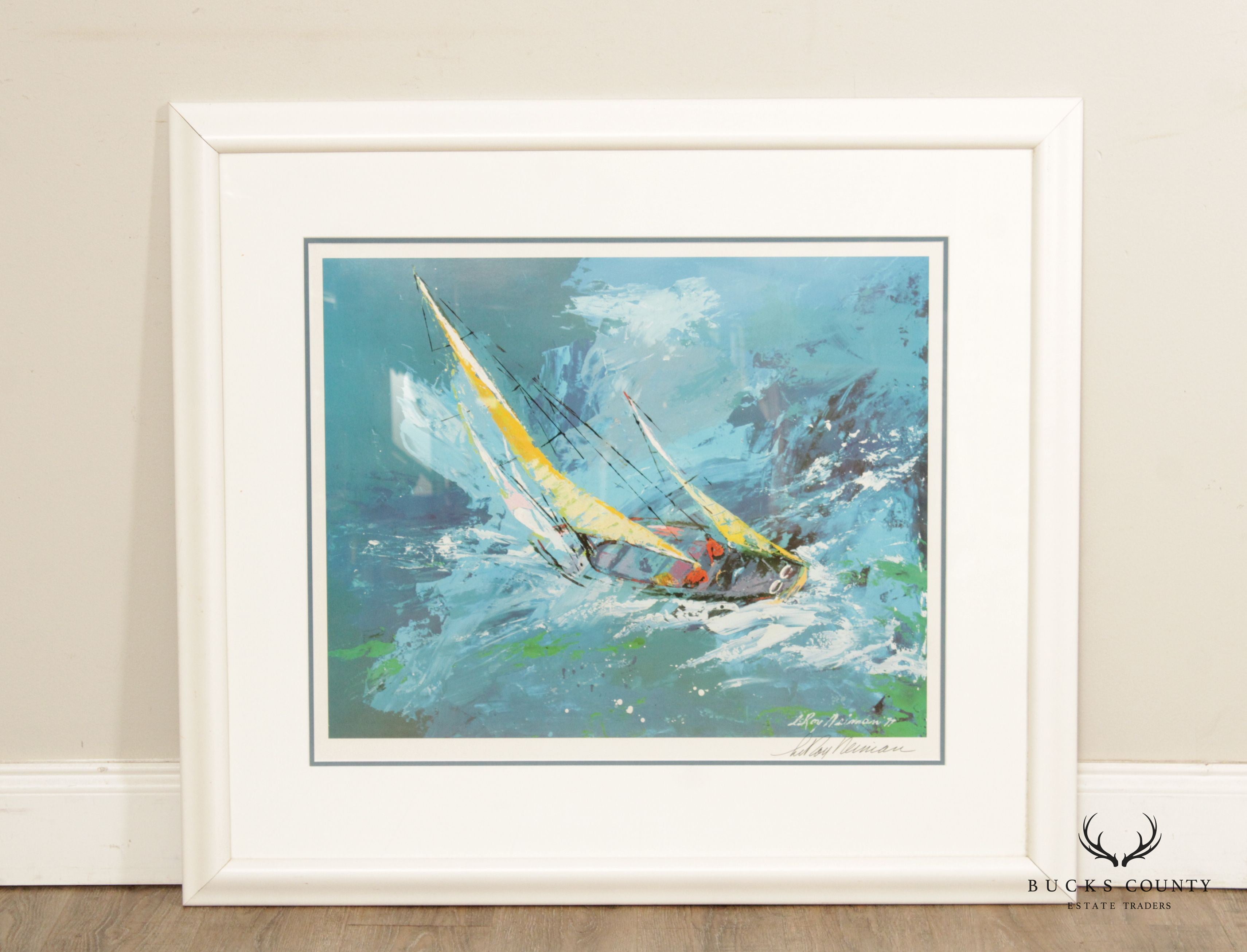 Leroy Neiman 'Sailing' Signed Lithograph Print, Custom Framed