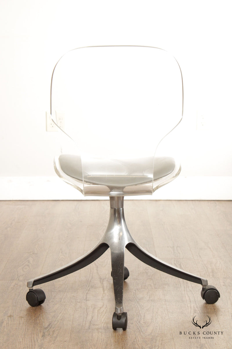 Mid Century Modern Lucite Swivel Desk Chair