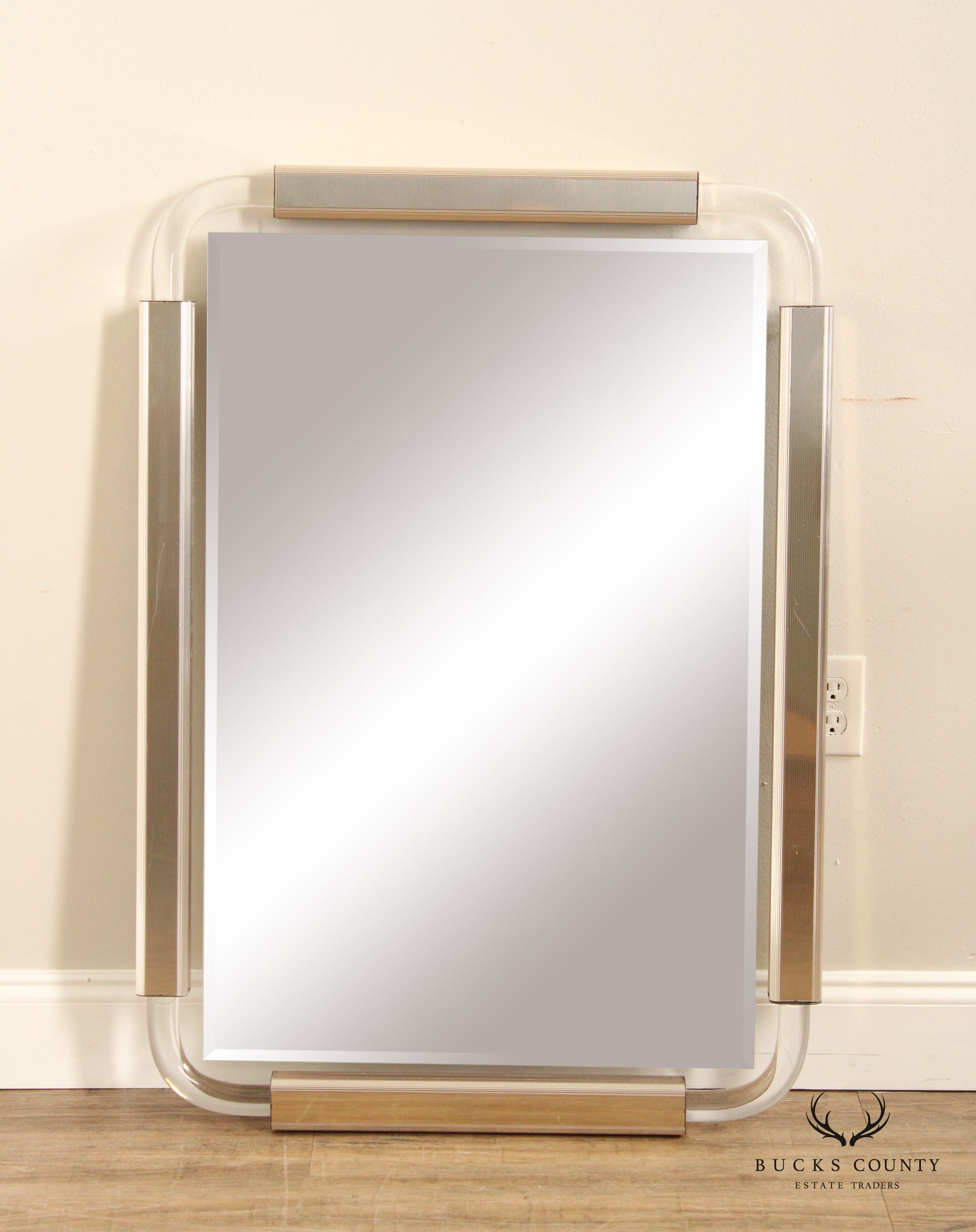 Post Modern Vintage Lucite Frame Wall Mirror