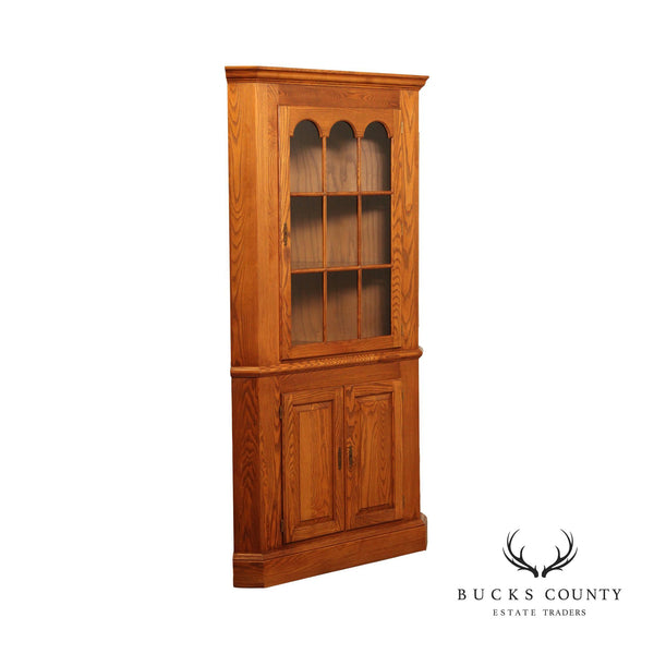 L. Hitchcock Traditional Vintage Oak Corner Cabinet