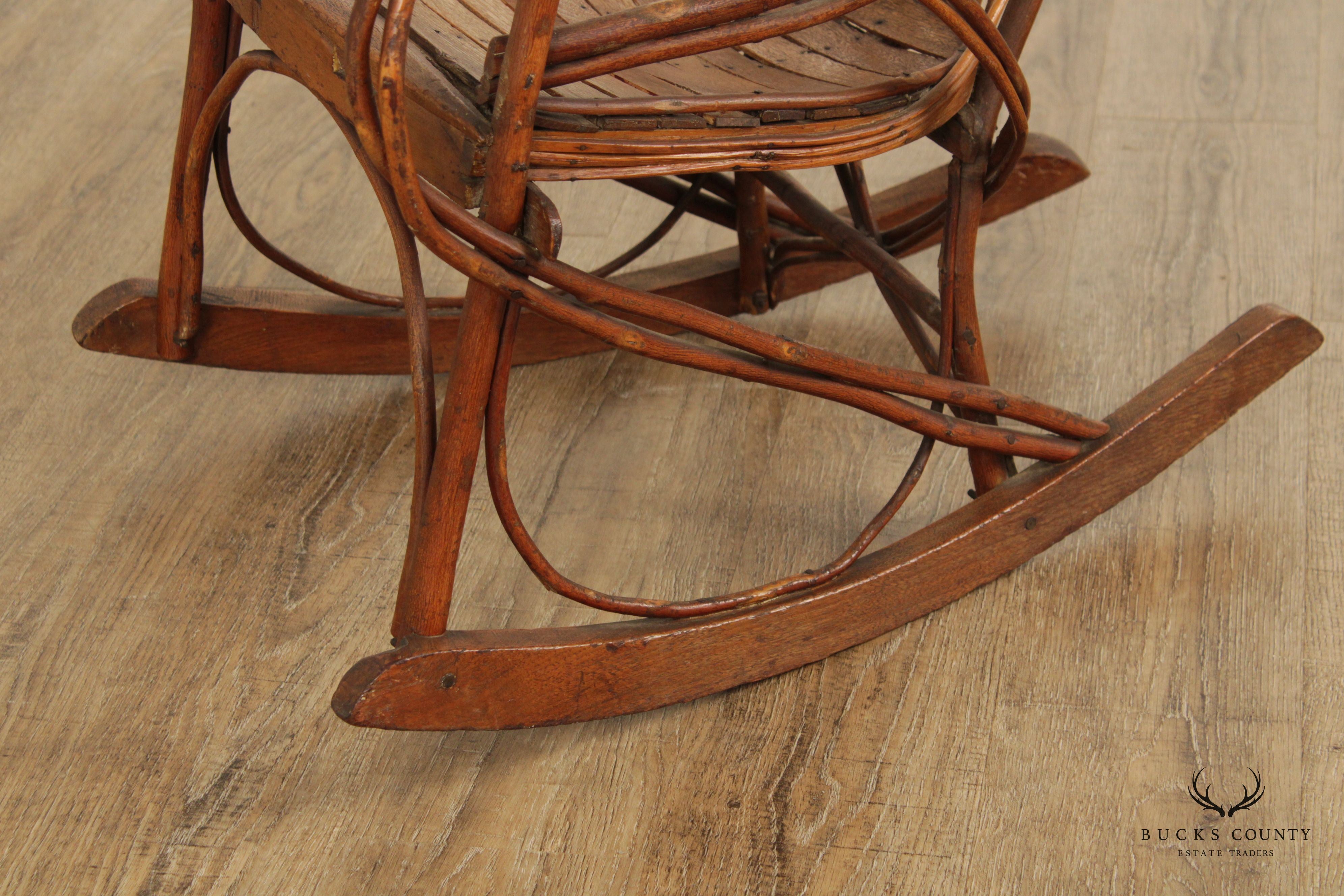 Antique Rustic Adirondack Children's Bentwood Rocking Chair