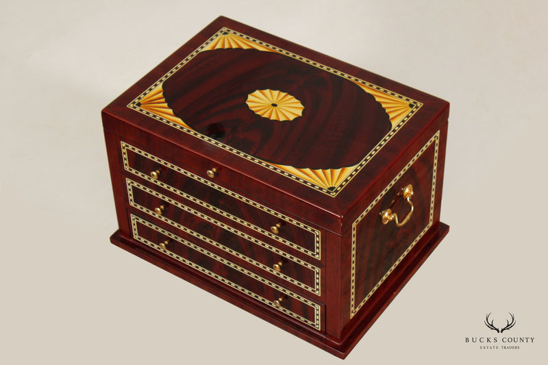 Federal Style Inlaid Rosewood Humidor or Smoking Chest595