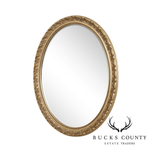 Oval Silver Frame Beveled Wall Mirror