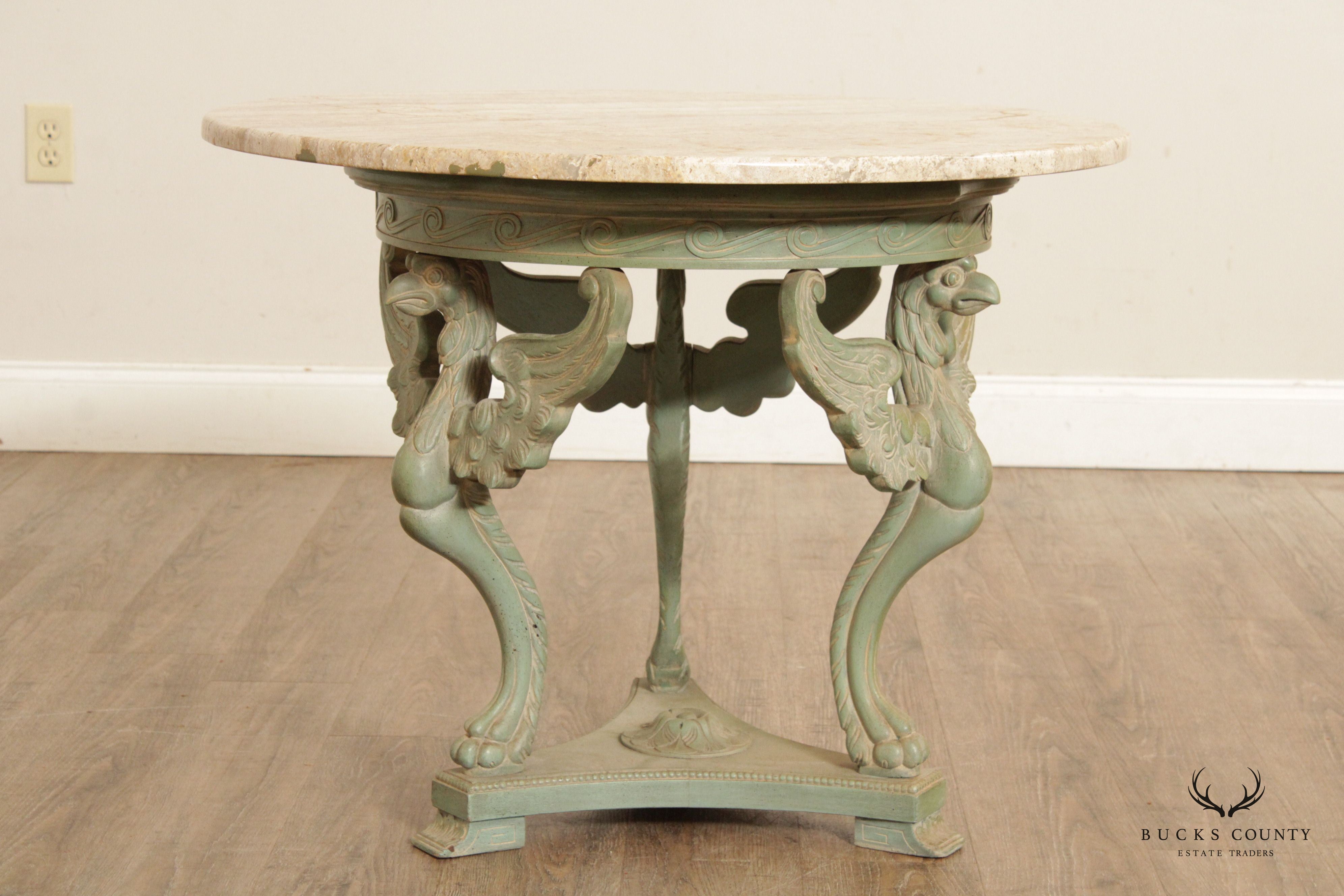 Renaissance Revival Style Marble Top Occasional Center Table