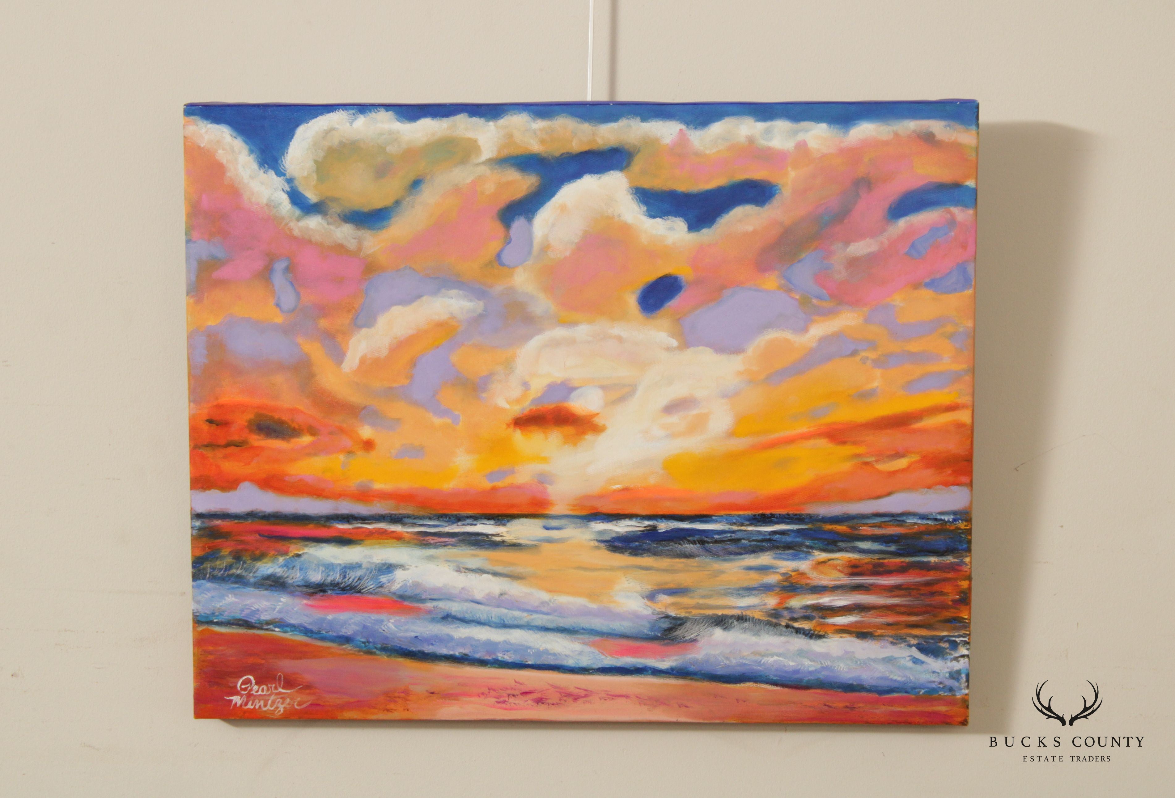 Pearl Mintzer 'Sunset Beach' Original Painting