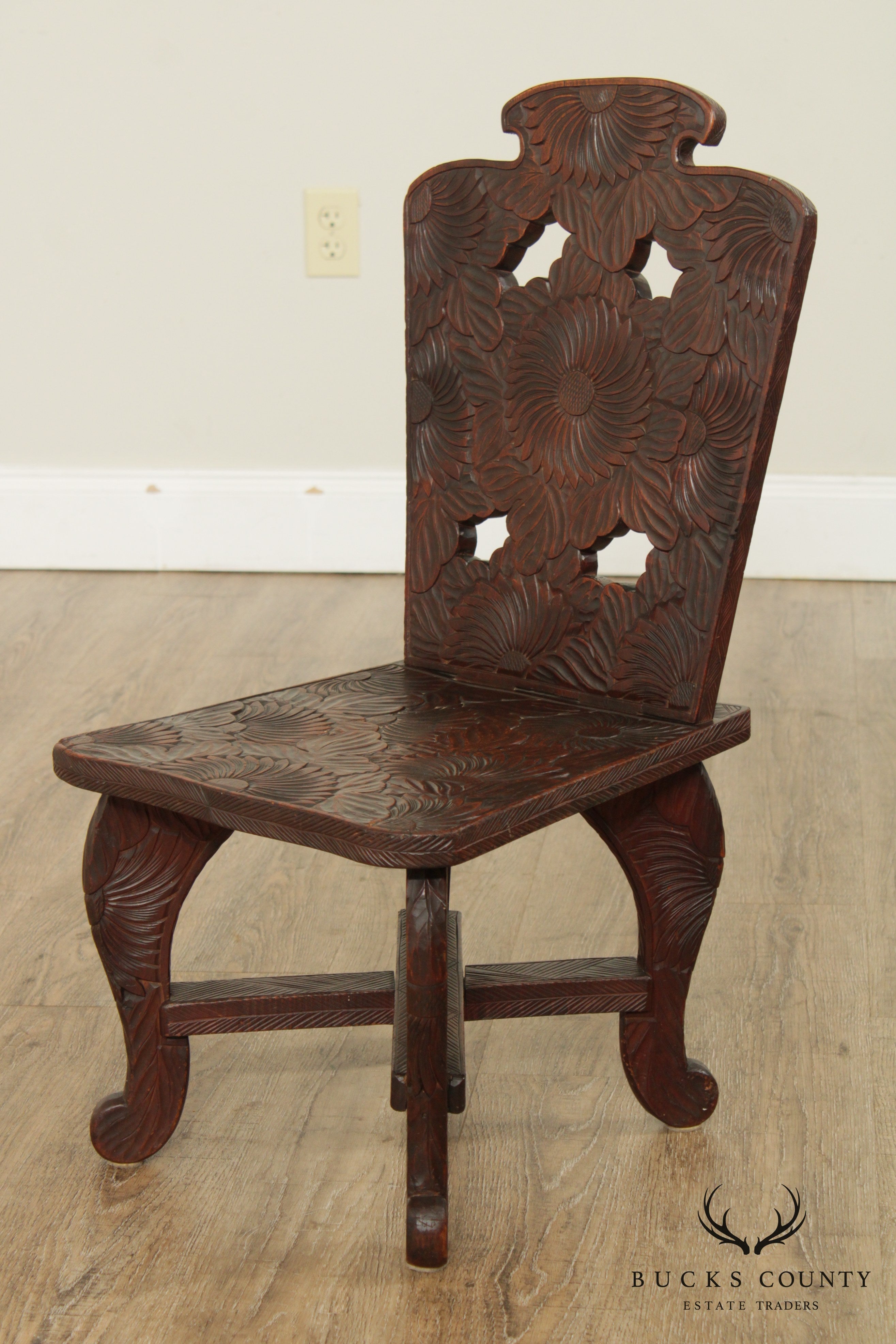 Libert & Co. London Antique Japanese Arts & Crafts Carved Low Chair