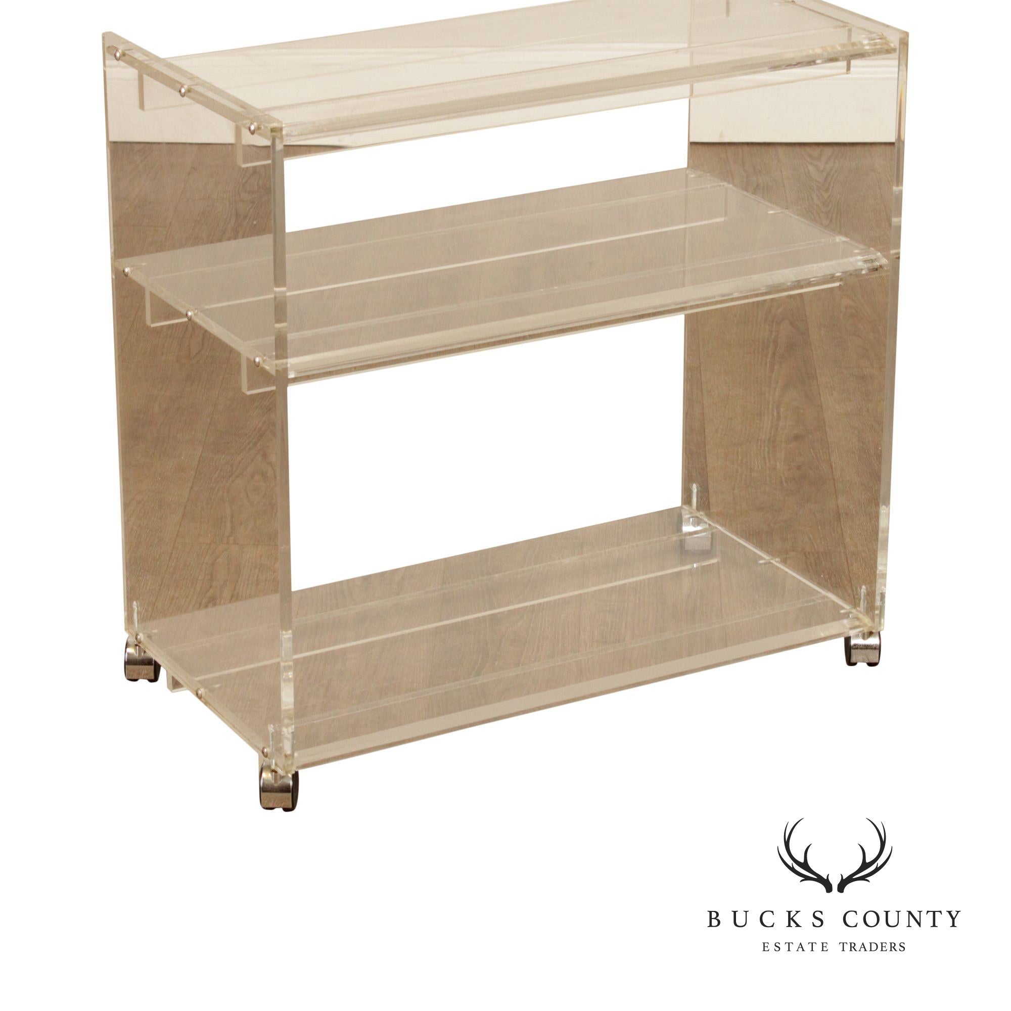 Mid Century Modern Lucite 3-Tier Serving Bar Cart