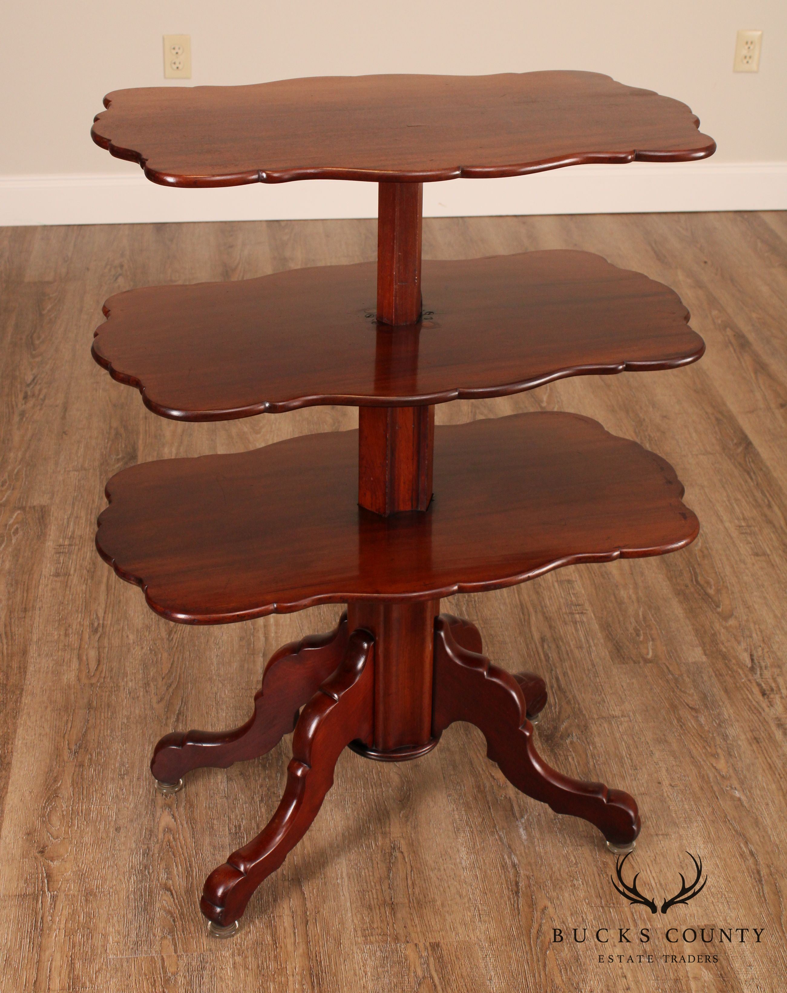 English Regency Antique Mahogany Metamorphic 3 Tier Dumb Waiter Table (B)