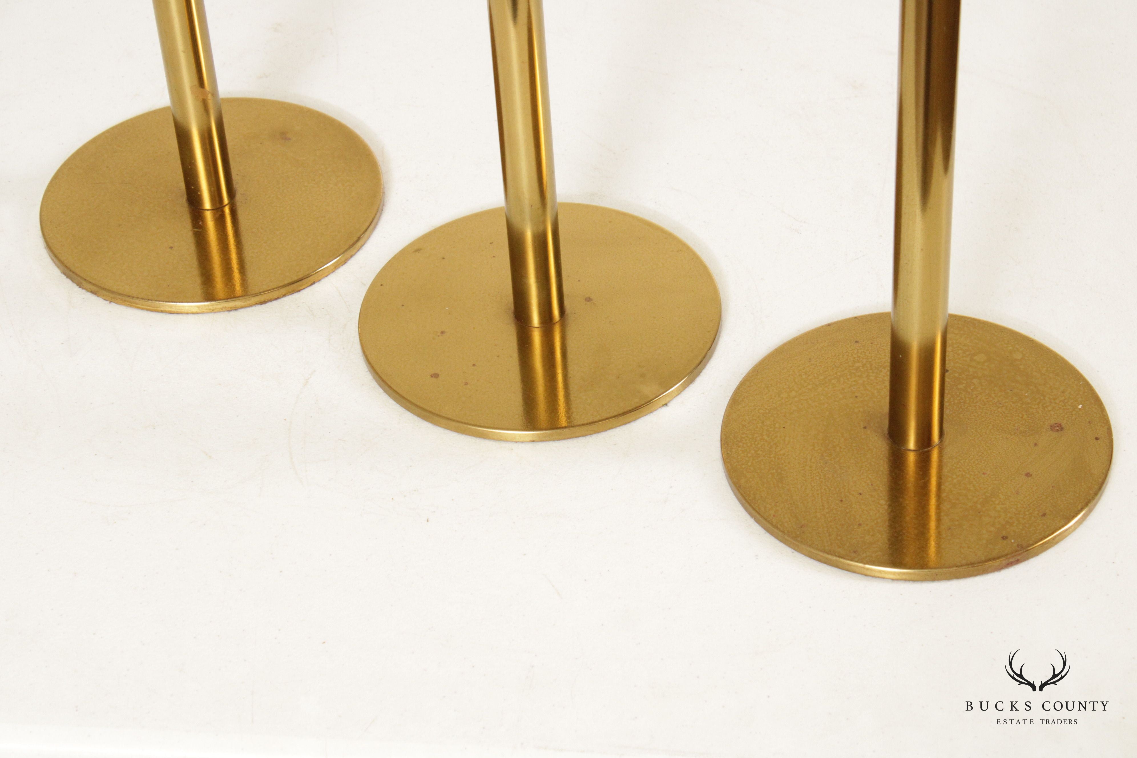 Danish Modern Set of Three Brass Candlestick Holders