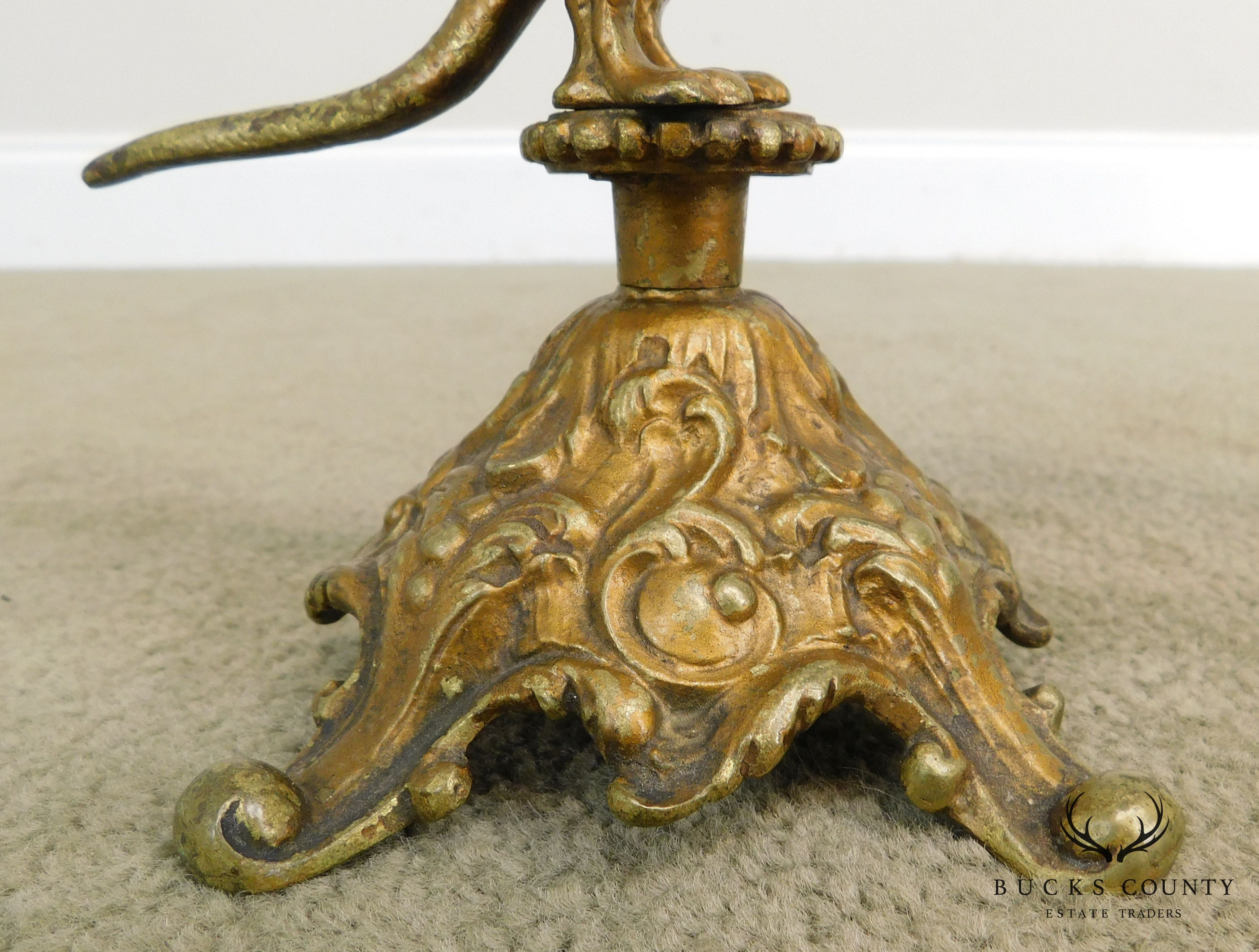 Antique Bronze Dragon Sculpture with Horn Vases